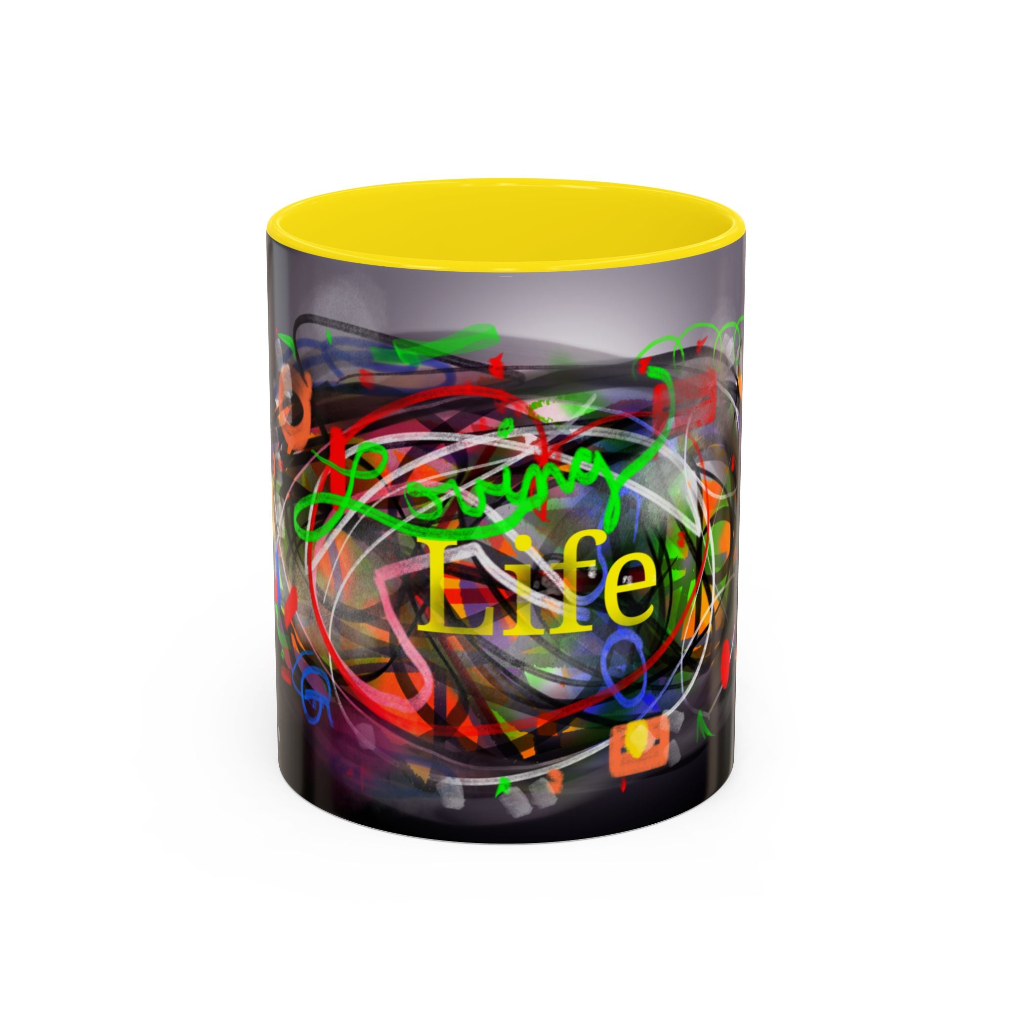 Abstract 'Live Your Life' Accent Coffee Mug — Colorful Artistic Ceramic Mug (11/15oz)