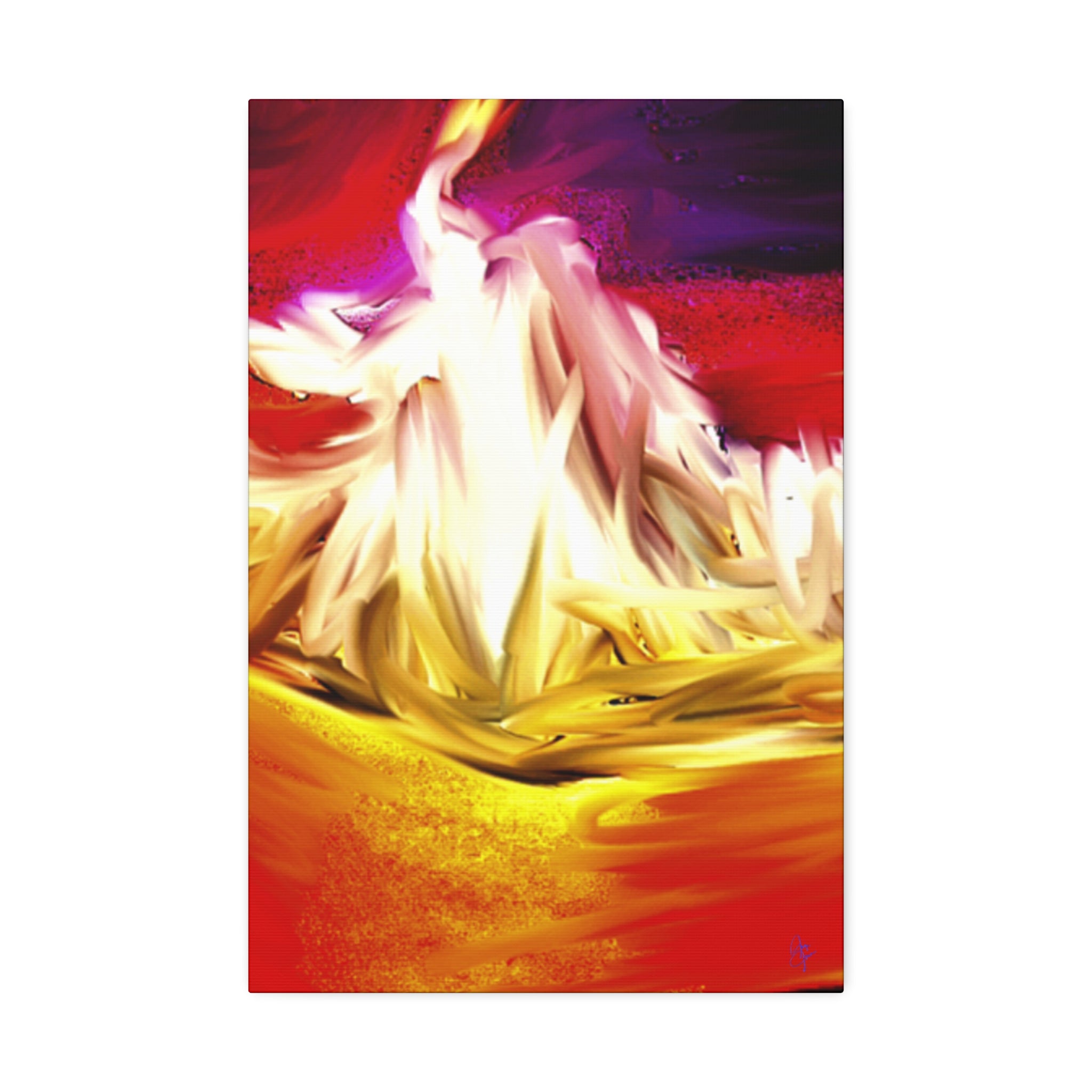 Abstract Campfire Canvas Print — Vibrant Red & Gold Stretched Wall Art