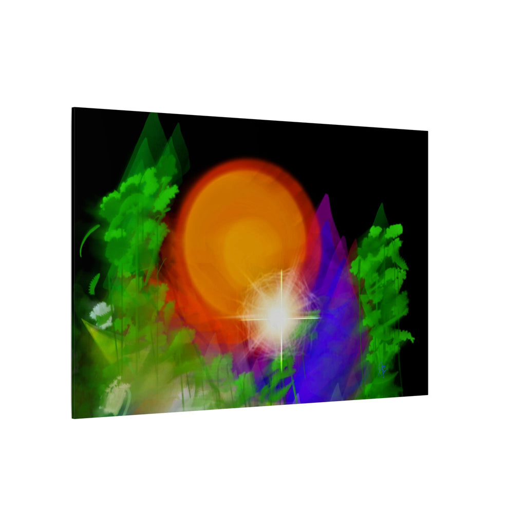 Sunburst Forest Matte Canvas Wall Art — Abstract Nature Landscape