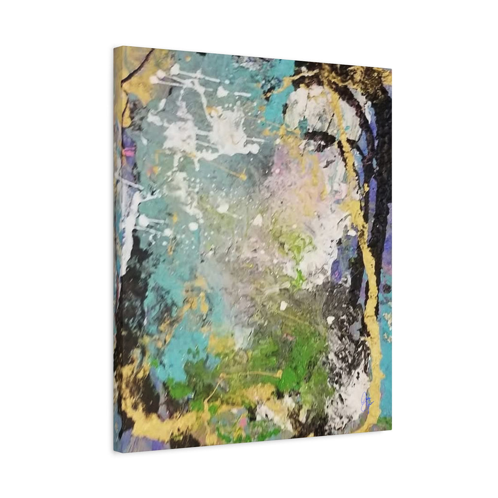 Abstract Green & Teal Matte Canvas Wall Art — Stretched 1.25"