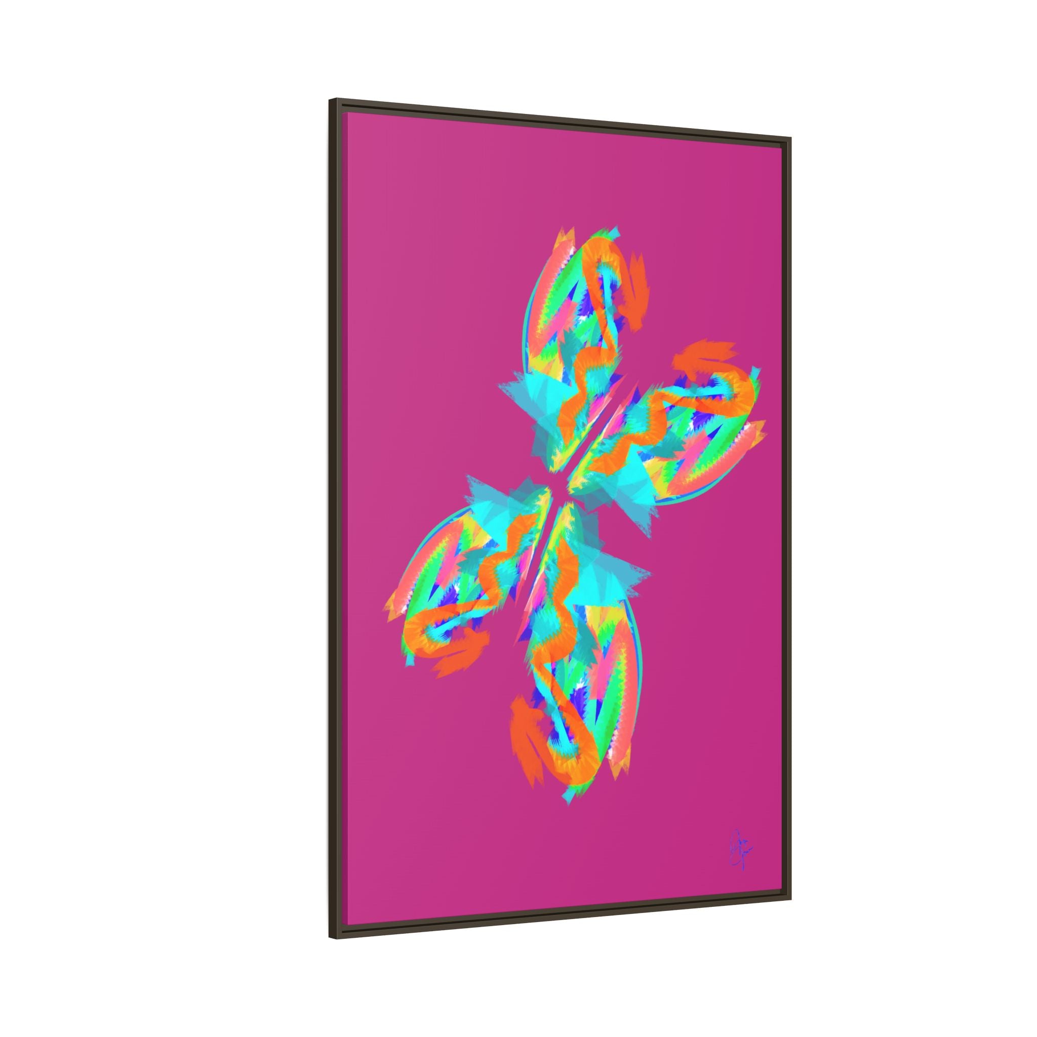 Framed Matte Canvas — Neon Abstract Butterfly Wall Art