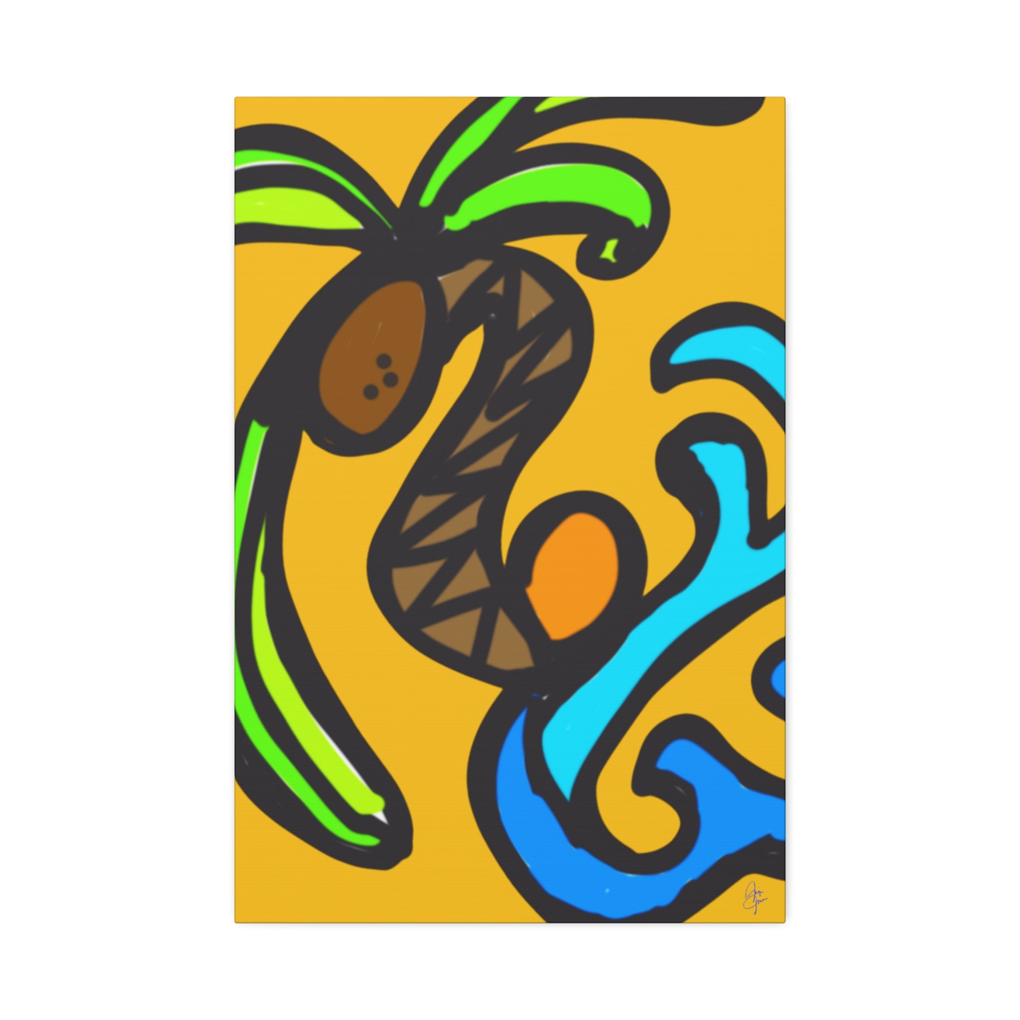 Stained Glass Beach Canvas — Whimsical Seaside Wall Art
