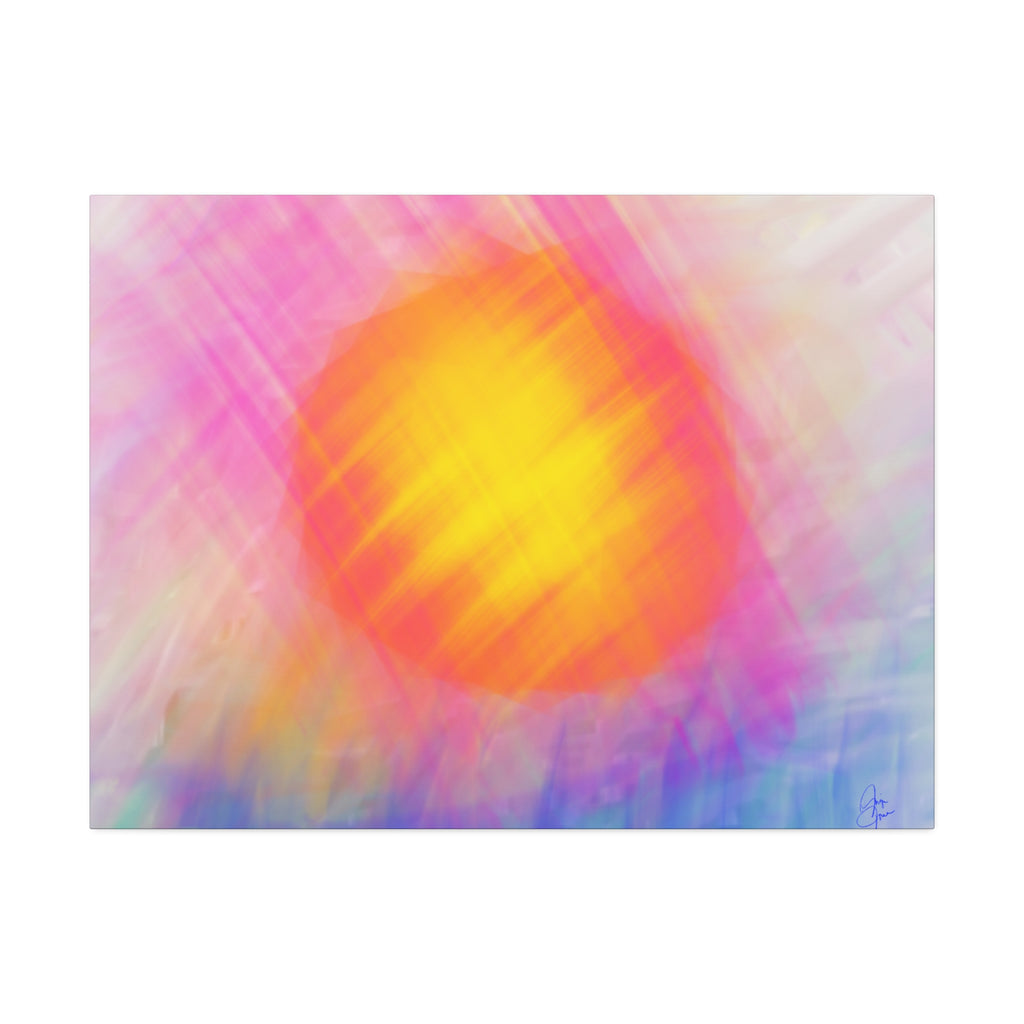 Abstract Sunrise Canvas Art - Vibrant Pink & Orange Sun Stretched Canvas