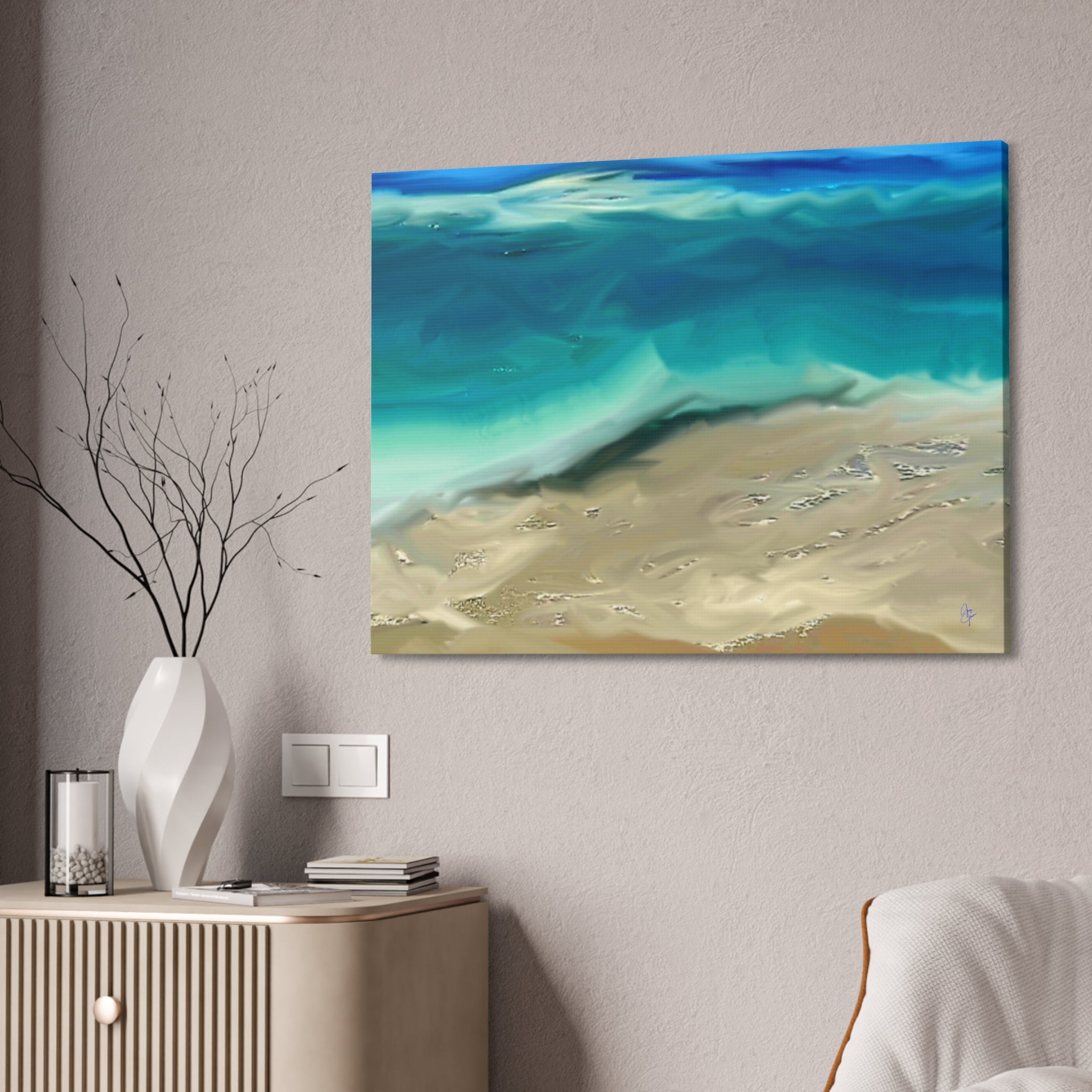 Ocean Waves Canvas Wall Art — Coastal Beach Seascape Canvas Print