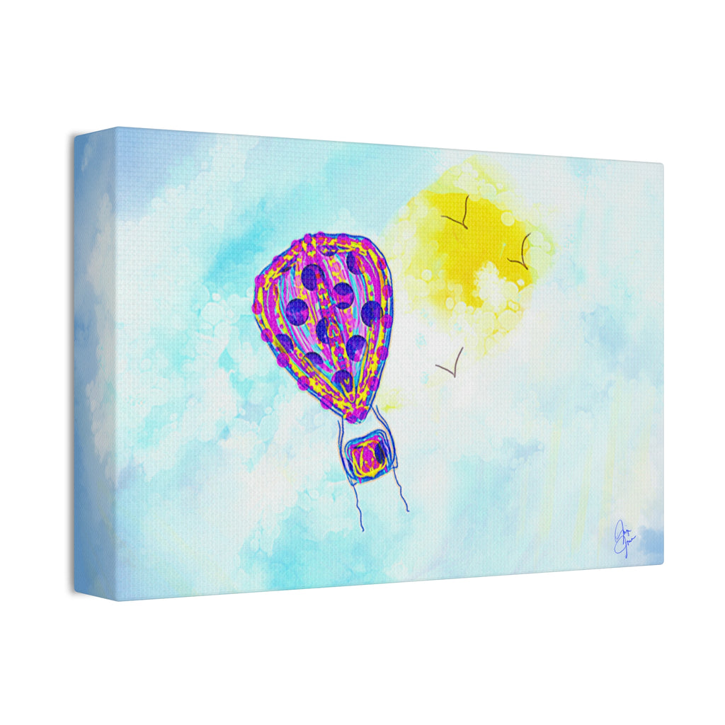 Hot Air Balloon Canvas Art – Whimsical Sunshine Nursery Wall Décor (Stretched Canvas)