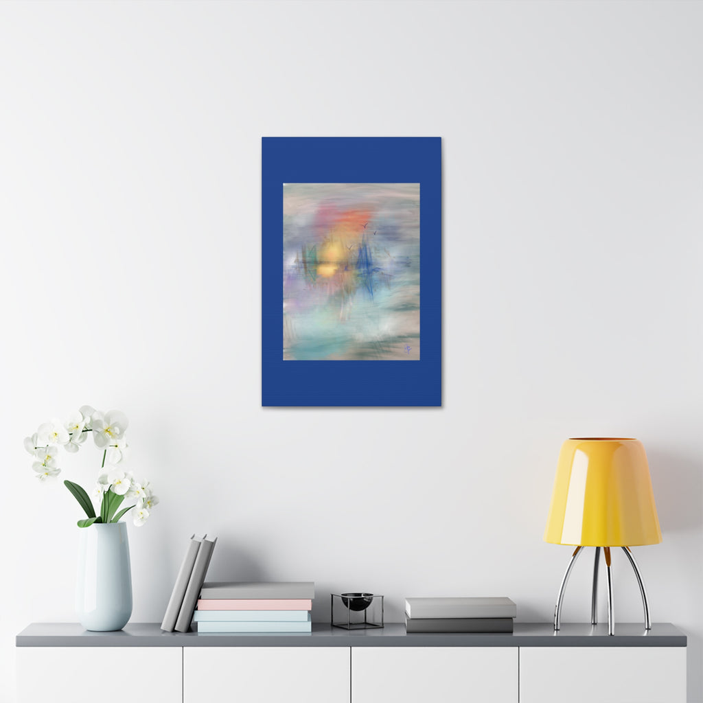 Sunset Harbor Abstract Canvas Wall Art – Stretched 1.5"