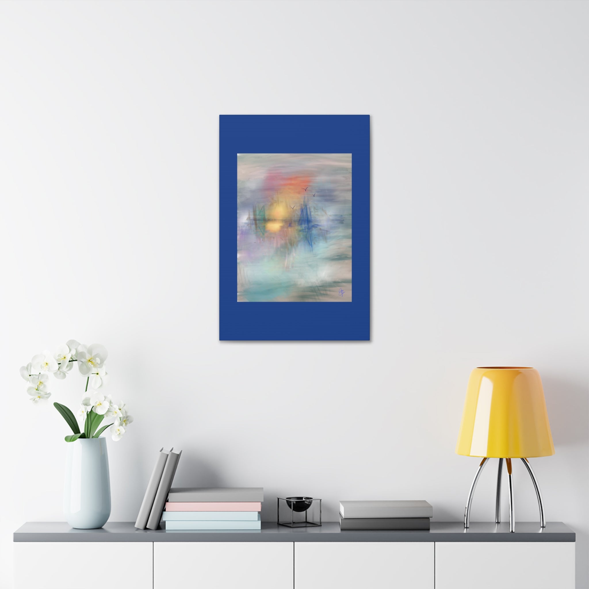 Sunset Harbor Abstract Canvas Wall Art – Stretched 1.5"