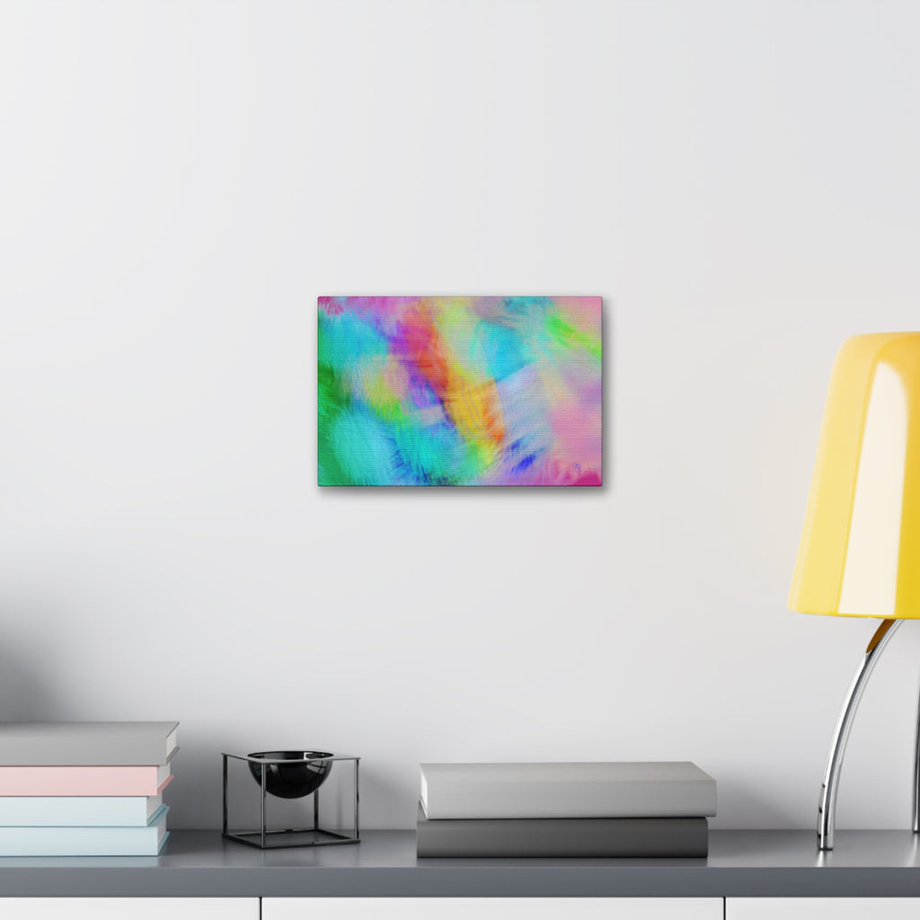Abstract Pastel Watercolor Canvas Wall Art – Vibrant Rainbow Clouds Stretched Canvas