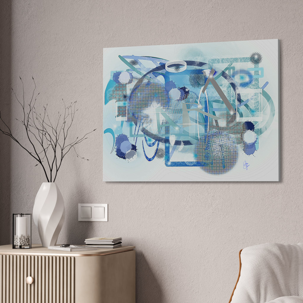 Abstract Blue Ocean Canvas Print – Modern Geometric Wall Art (Stretched 1.5")