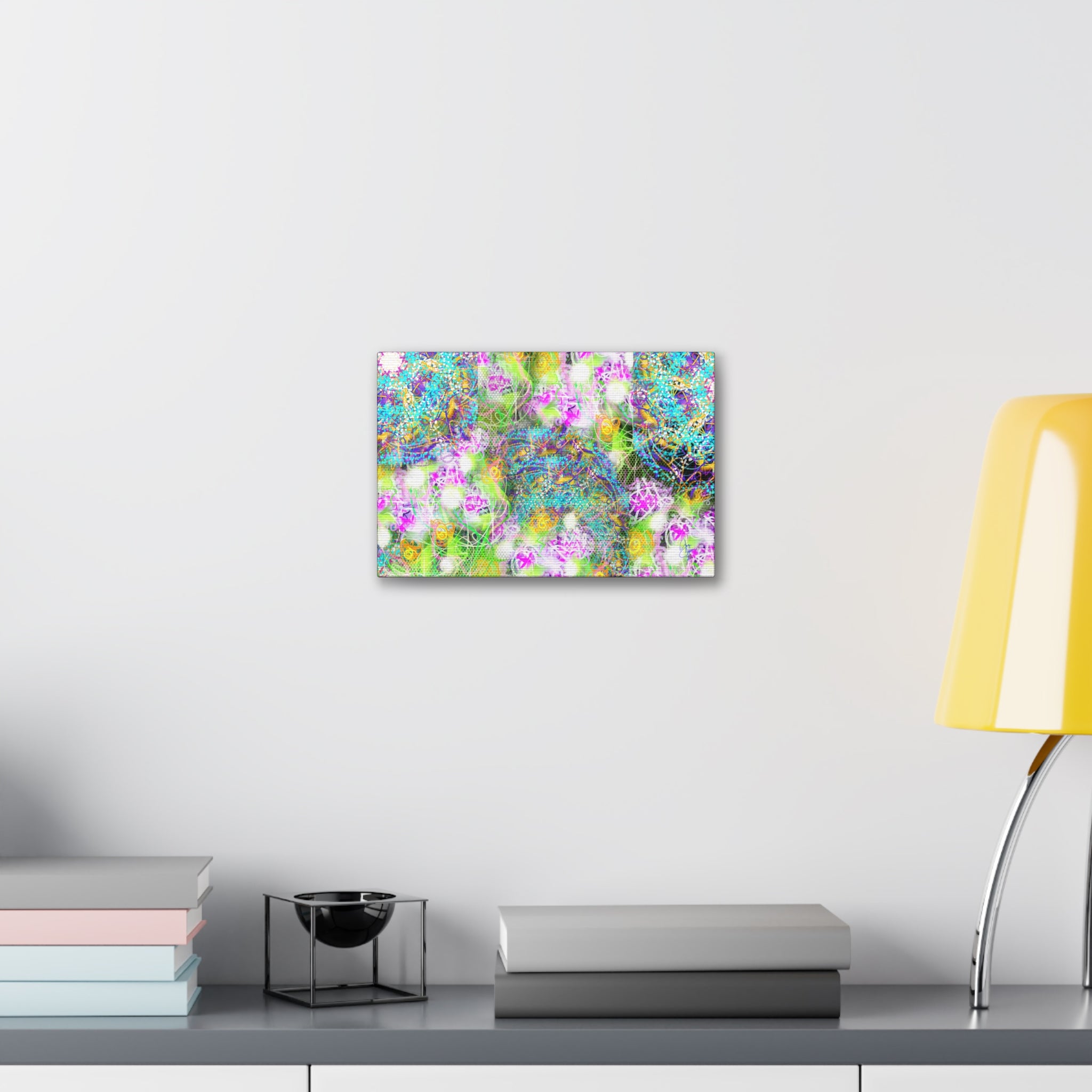 Abstract Floral Galaxy Canvas - Vibrant Stretched Wall Art