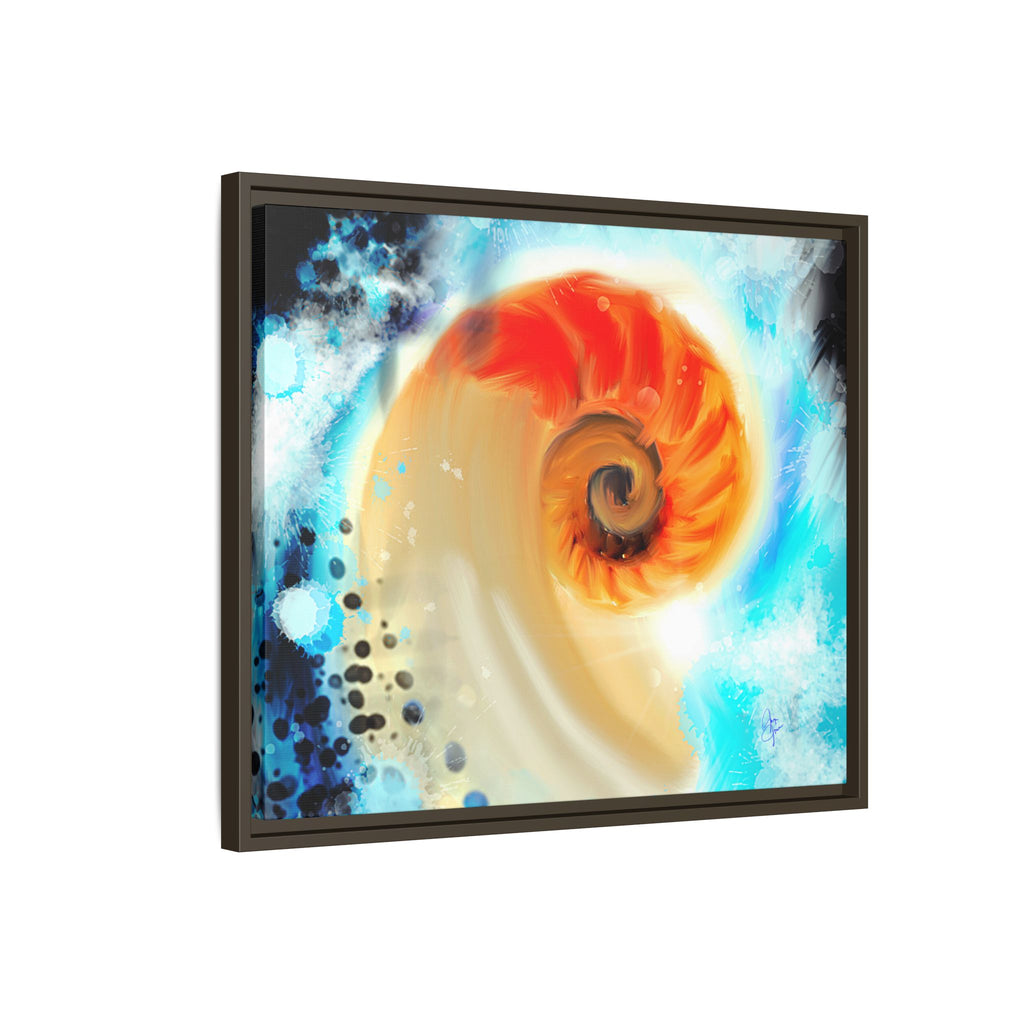 Framed Abstract Spiral Canvas Art — Vibrant Nautical Wave Print