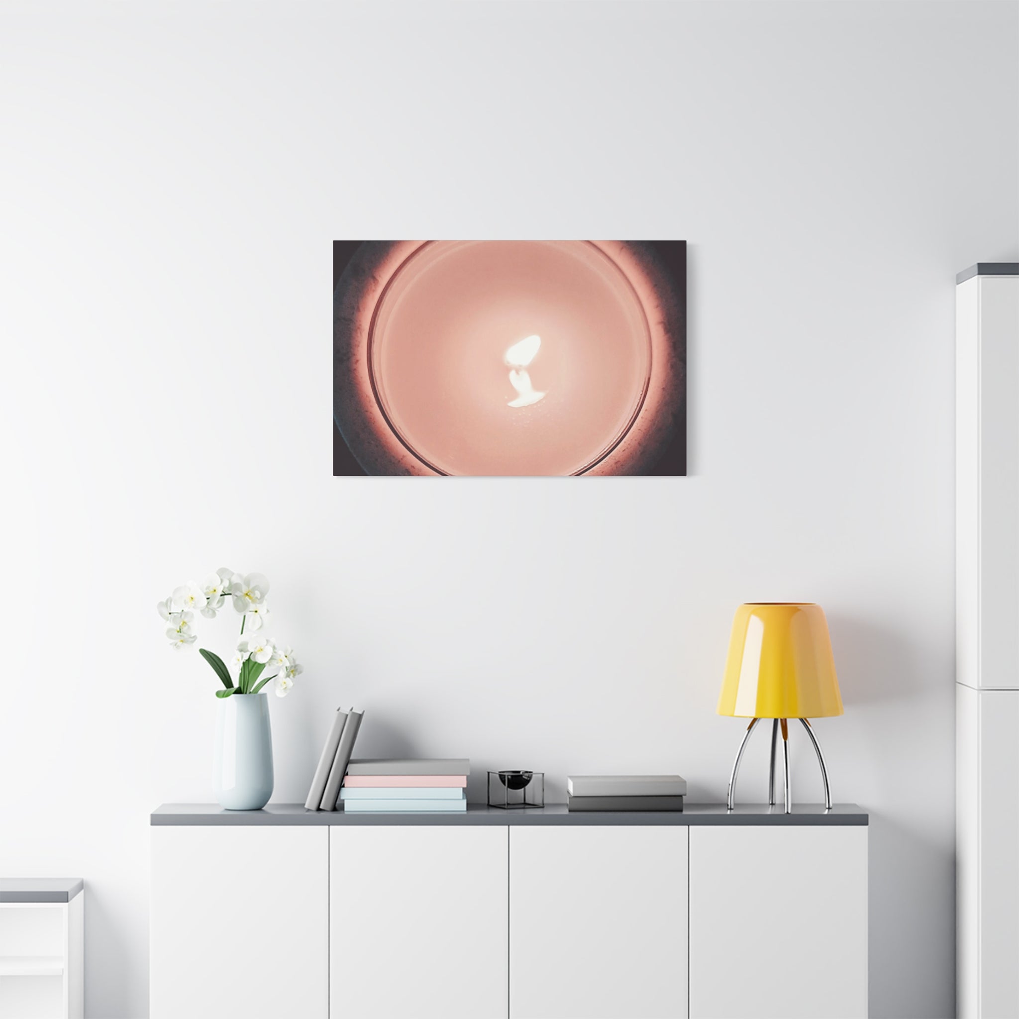 Candle Flame Matte Canvas Wall Art — Warm Glow Minimalist Home Decor