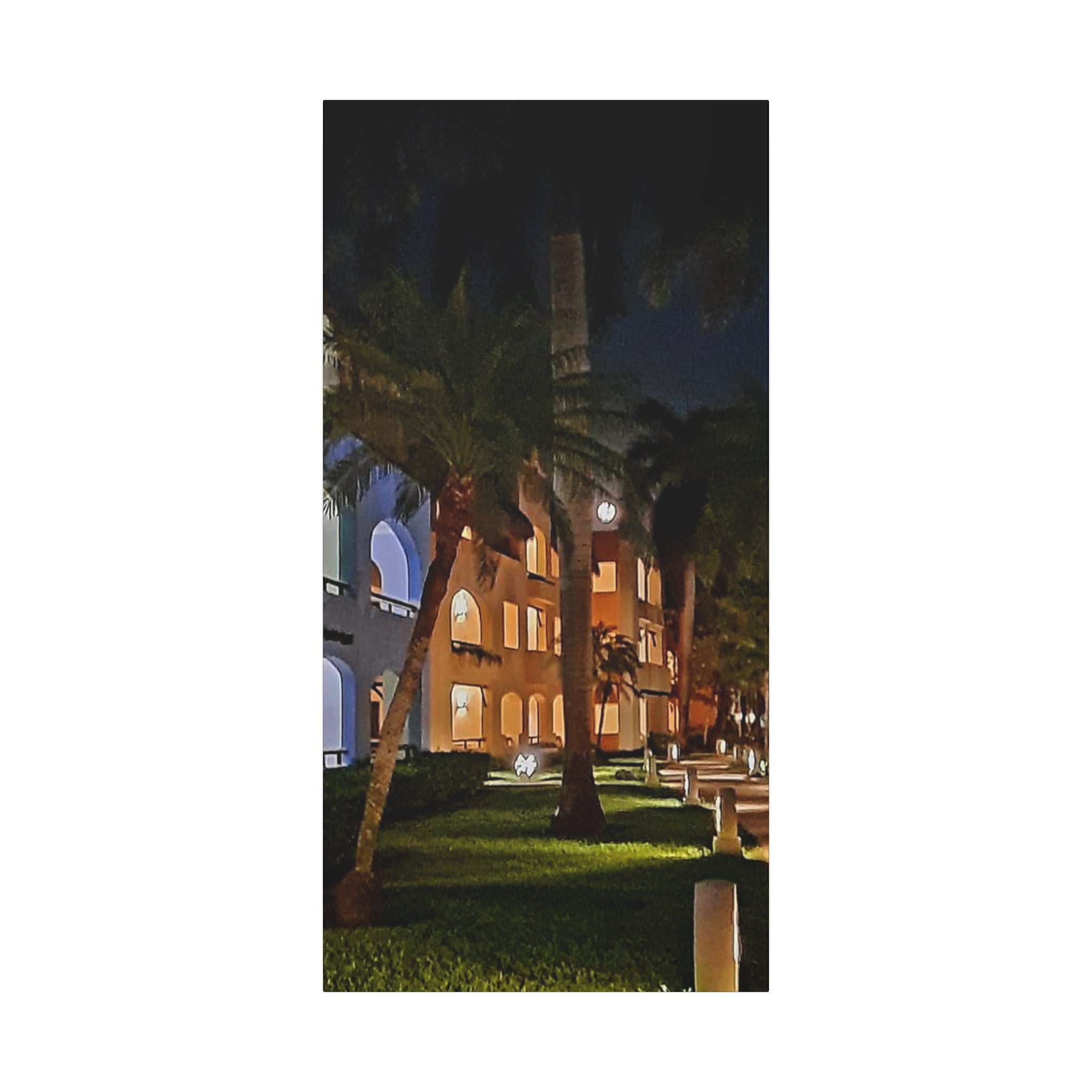 Tropical Night Hotel Matte Canvas Wall Art