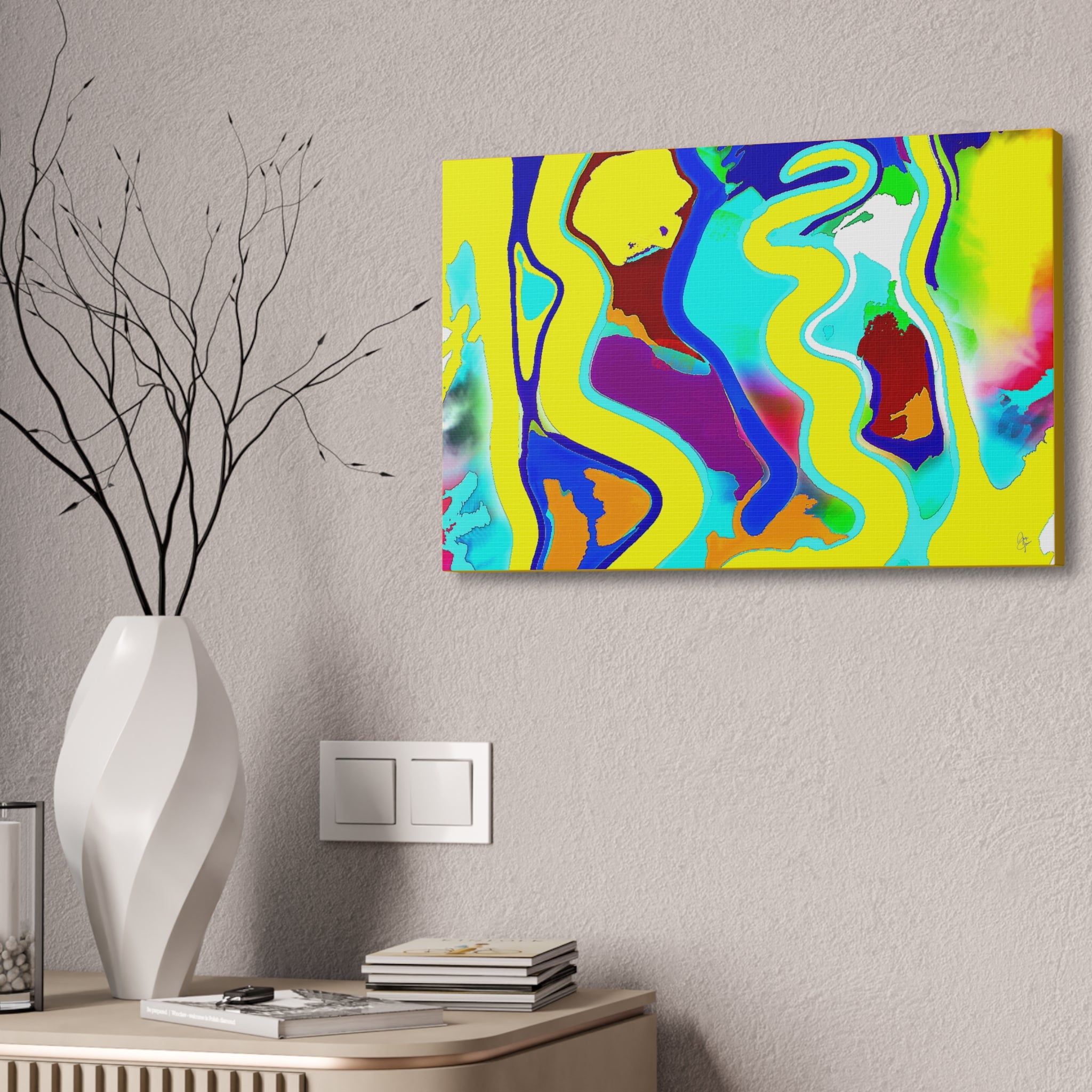 Abstract Neon Wave Canvas Art — Vibrant Stretched 1.5" Wall Decor