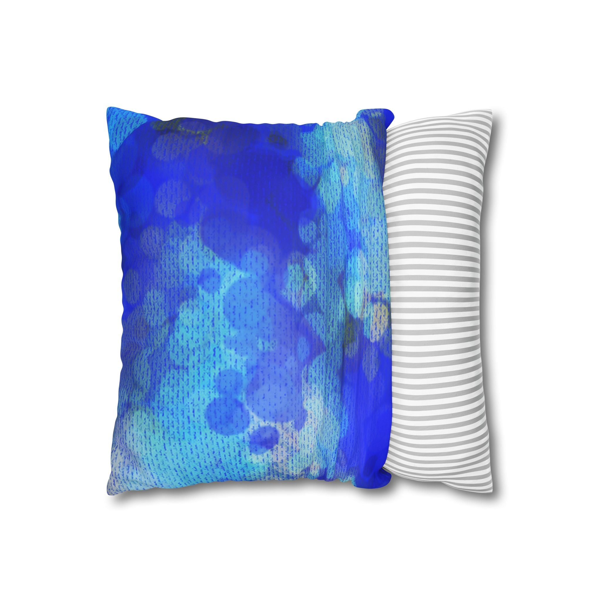 Blue Bokeh Faux Suede Pillowcase — Abstract Coastal Accent Pillow Cover