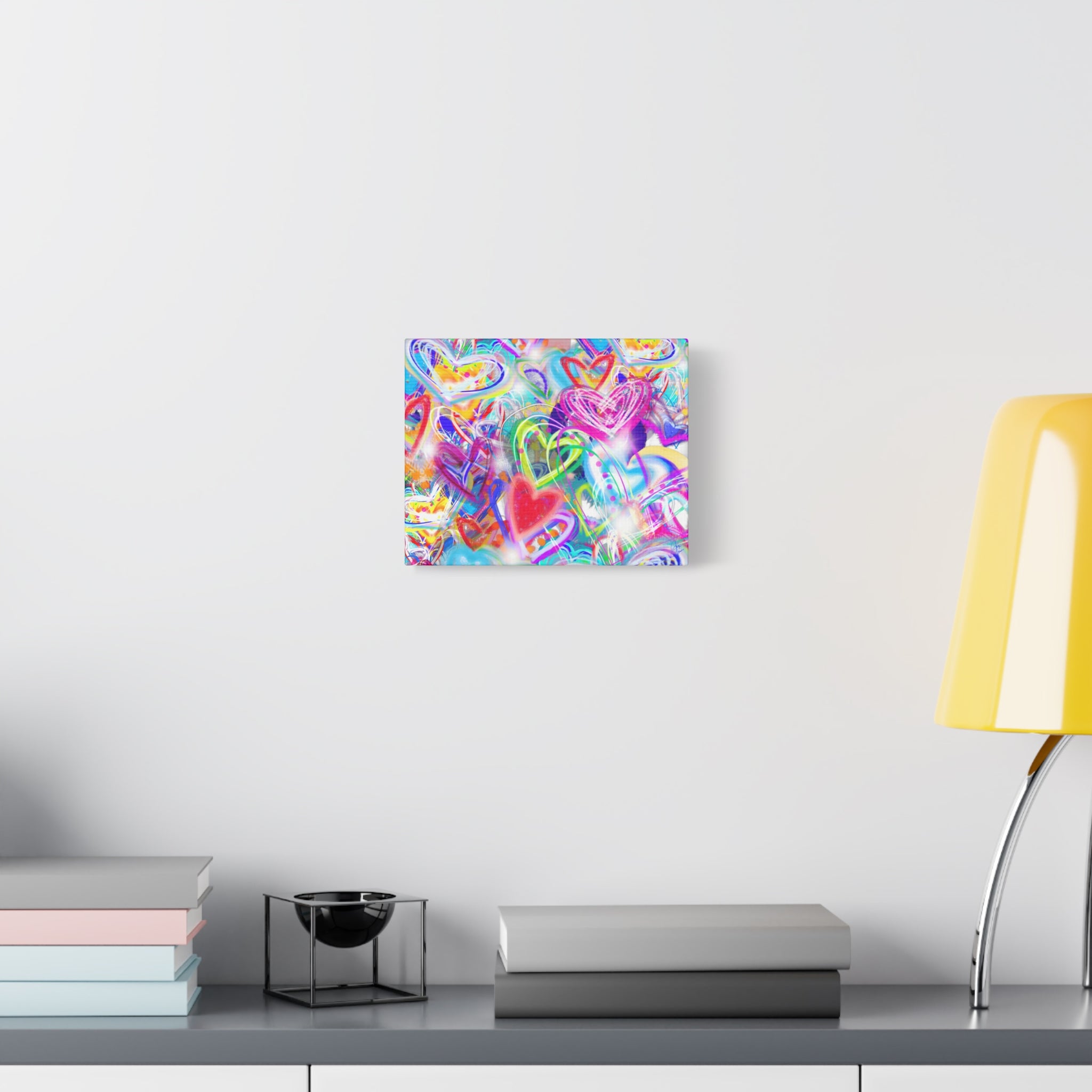 Colorful Heart Graffiti Matte Canvas