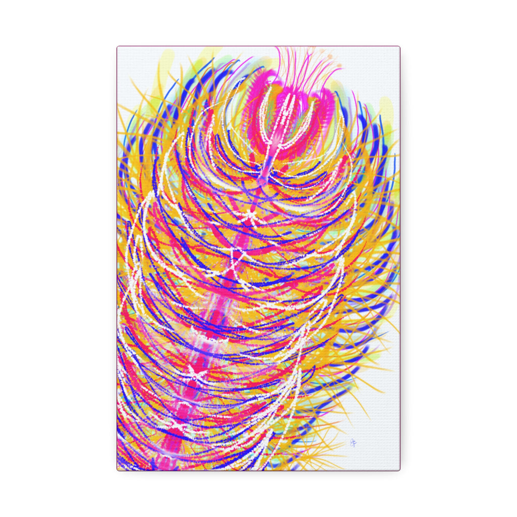 Colorful Feather Canvas Wall Art – Vibrant Abstract Plumage, Stretched 1.5"