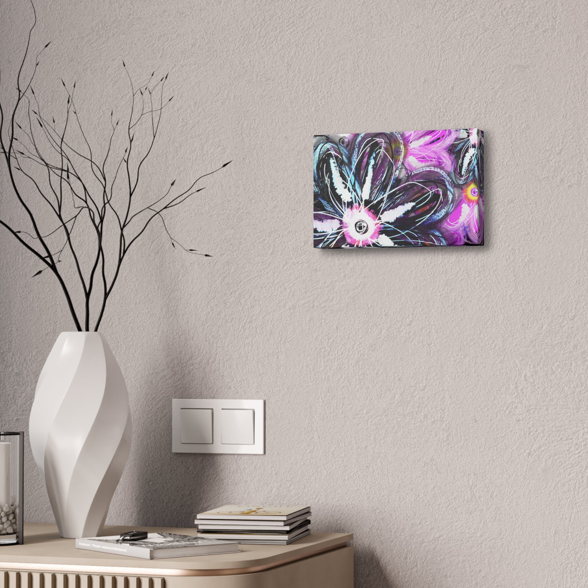 Floral Neon Abstract Canvas