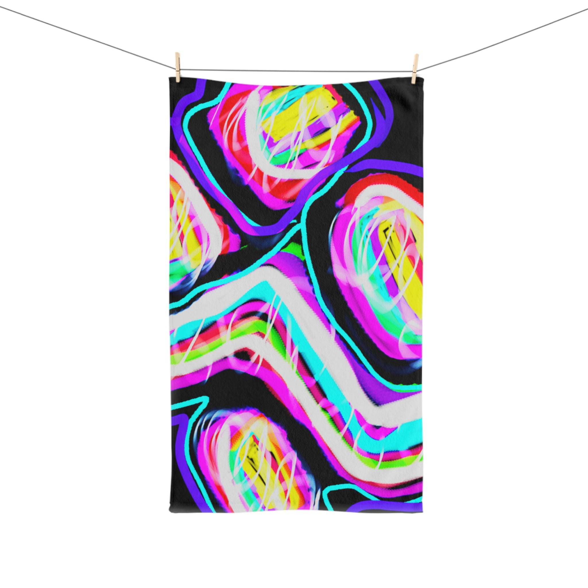 Abstract Neon Geode Hand Towel — Vibrant Psychedelic Bathroom Accent