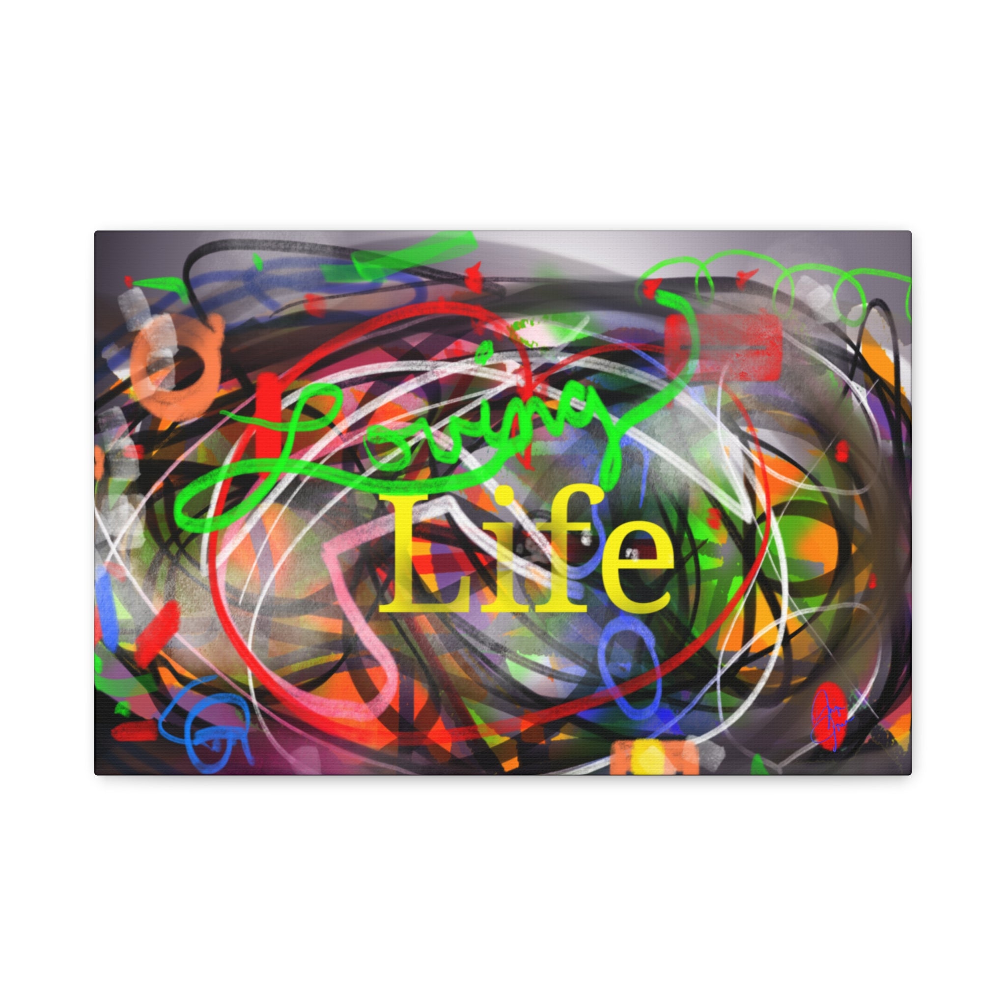 Loving Life Abstract Canvas Wall Art – Colorful Modern Stretched Matte Print