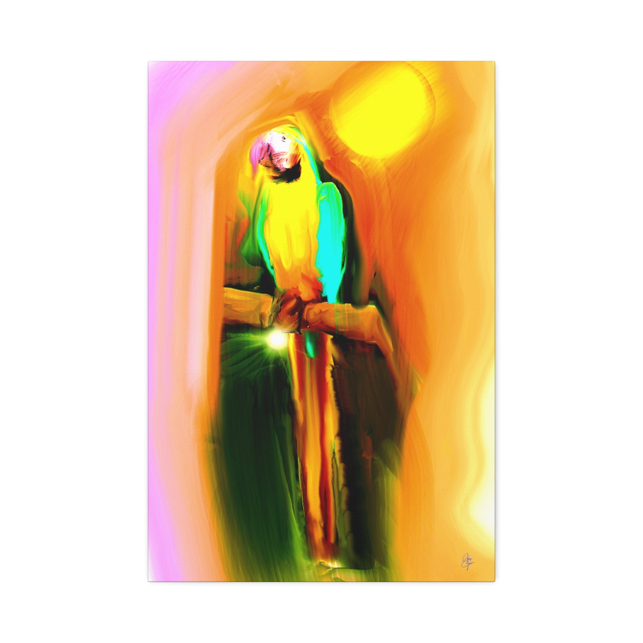 Tropical Parrot Canvas Print — Vibrant Sunlit Bird Wall Art