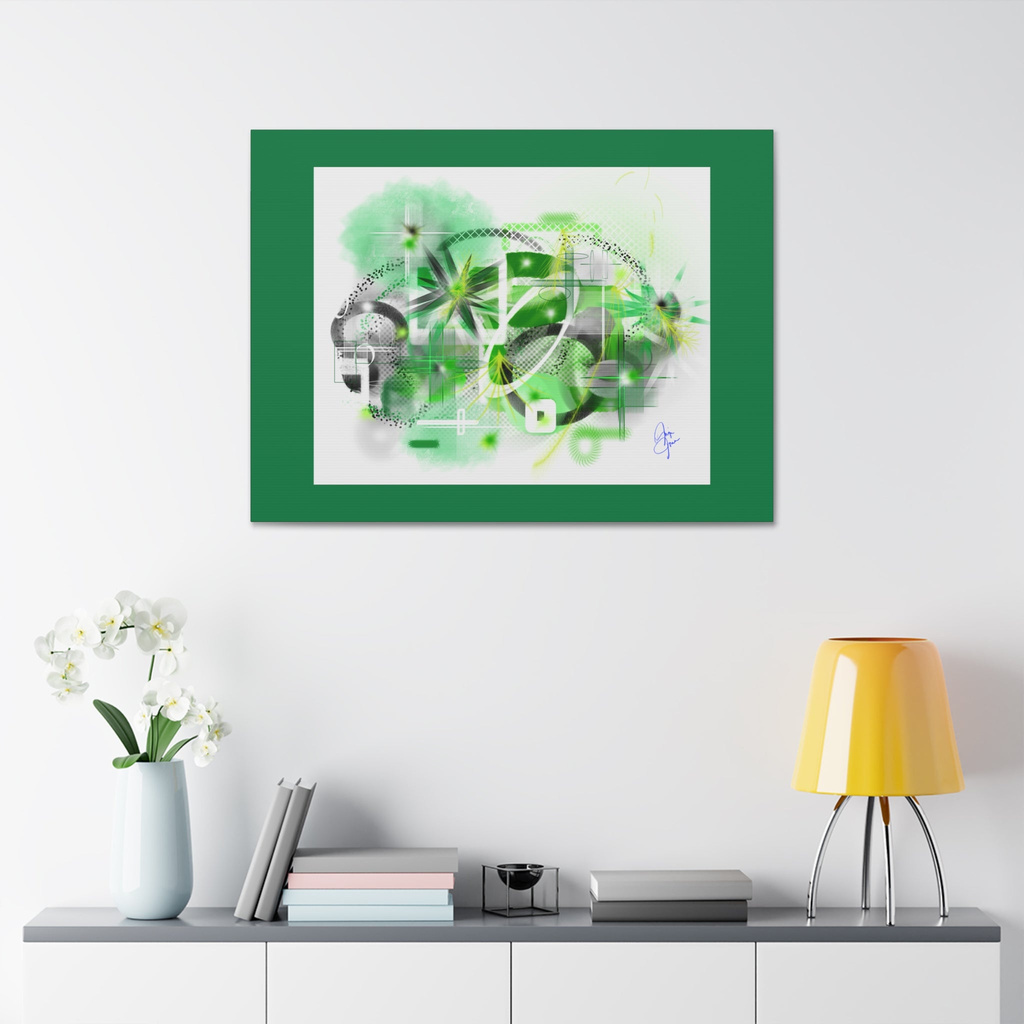 Abstract Green Geometric Canvas Stretched Print