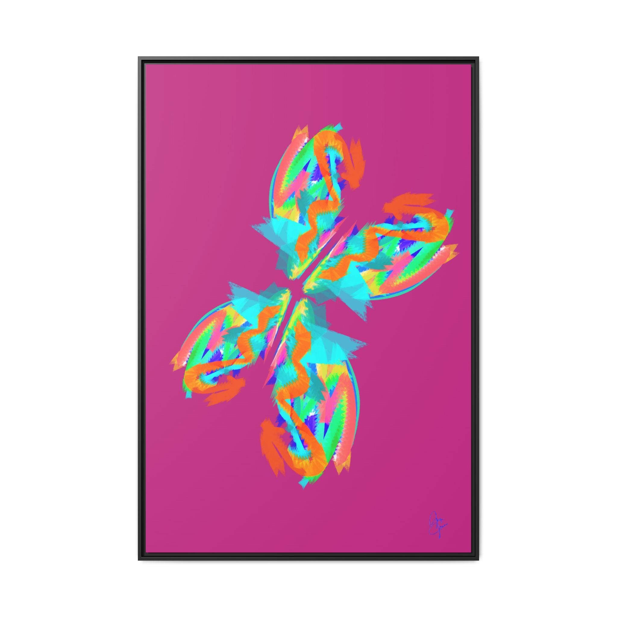 Framed Matte Canvas — Neon Abstract Butterfly Wall Art