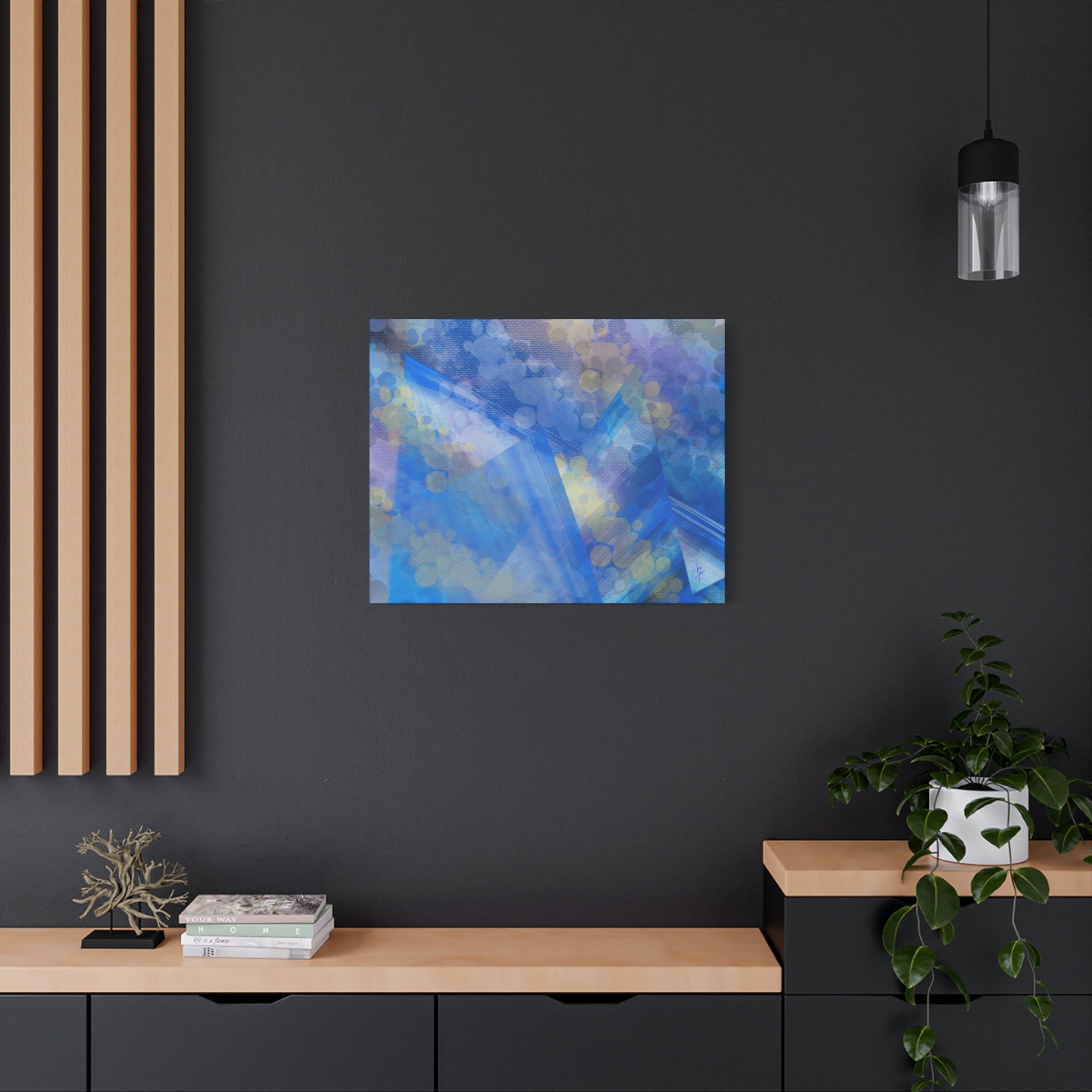 Abstract Blue Bokeh Matte Canvas Wall Art