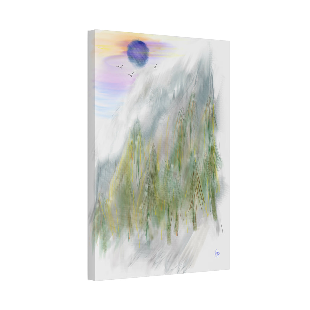Mountain Mist Canvas Print — Green Stretched Wall Art