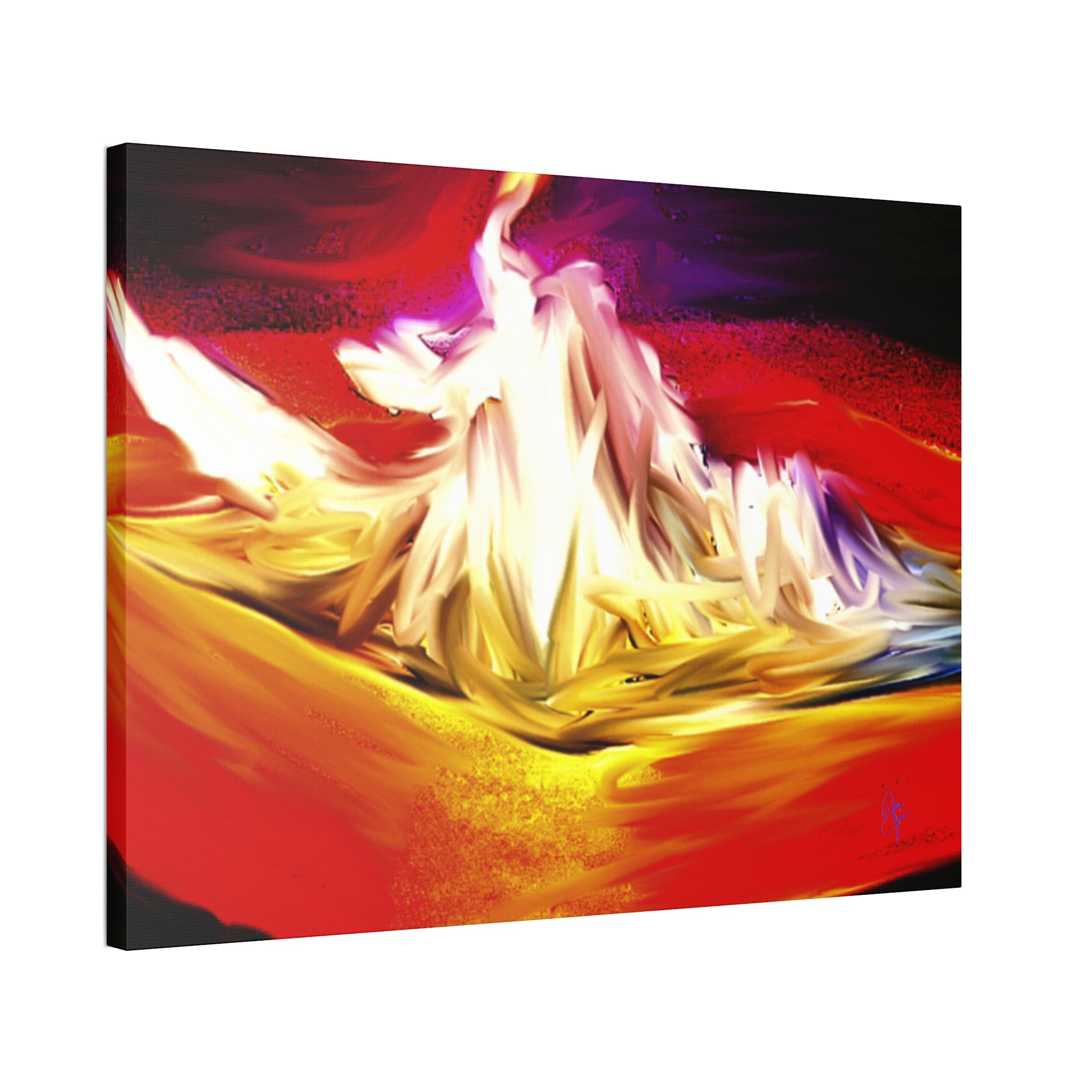Abstract Campfire Canvas Print — Vibrant Red & Gold Stretched Wall Art