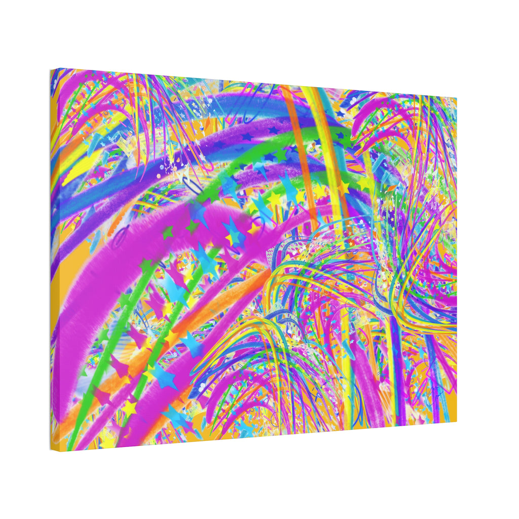Vibrant Tropical Palm Abstract Canvas – Colorful 1.5" Stretched Wall Art