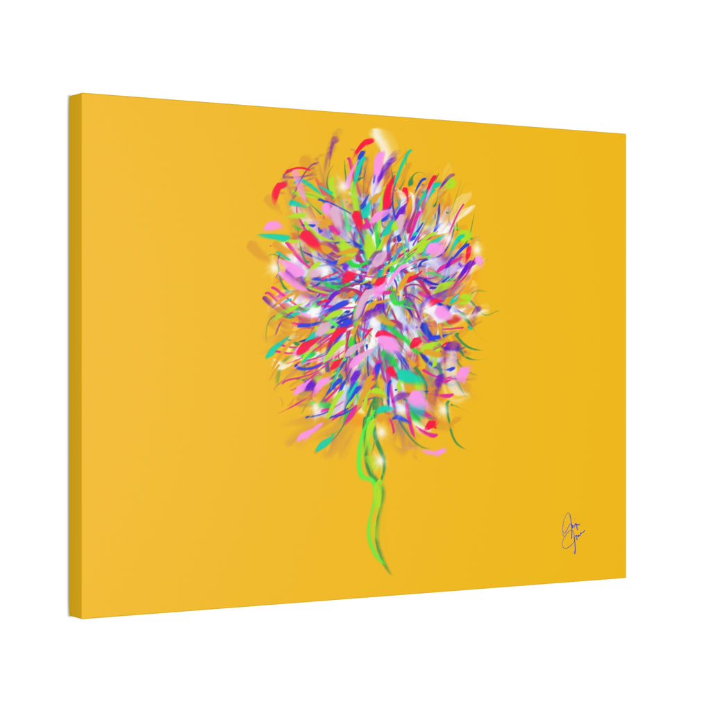 Abstract Floral Burst Canvas Print — Colorful Flower Wall Art on Deep Blue