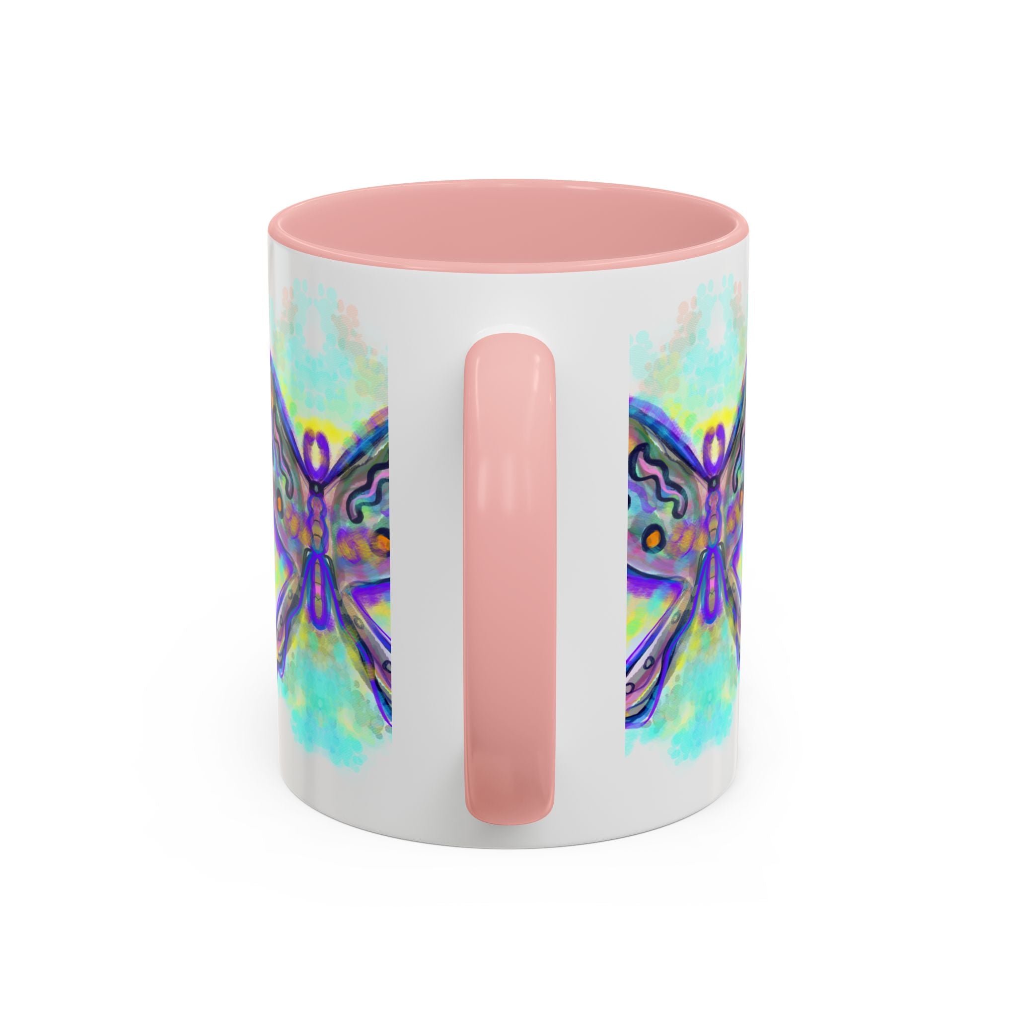 Butterfly Accent Coffee Mug — Colorful Watercolor Butterfly Design (11/15oz)