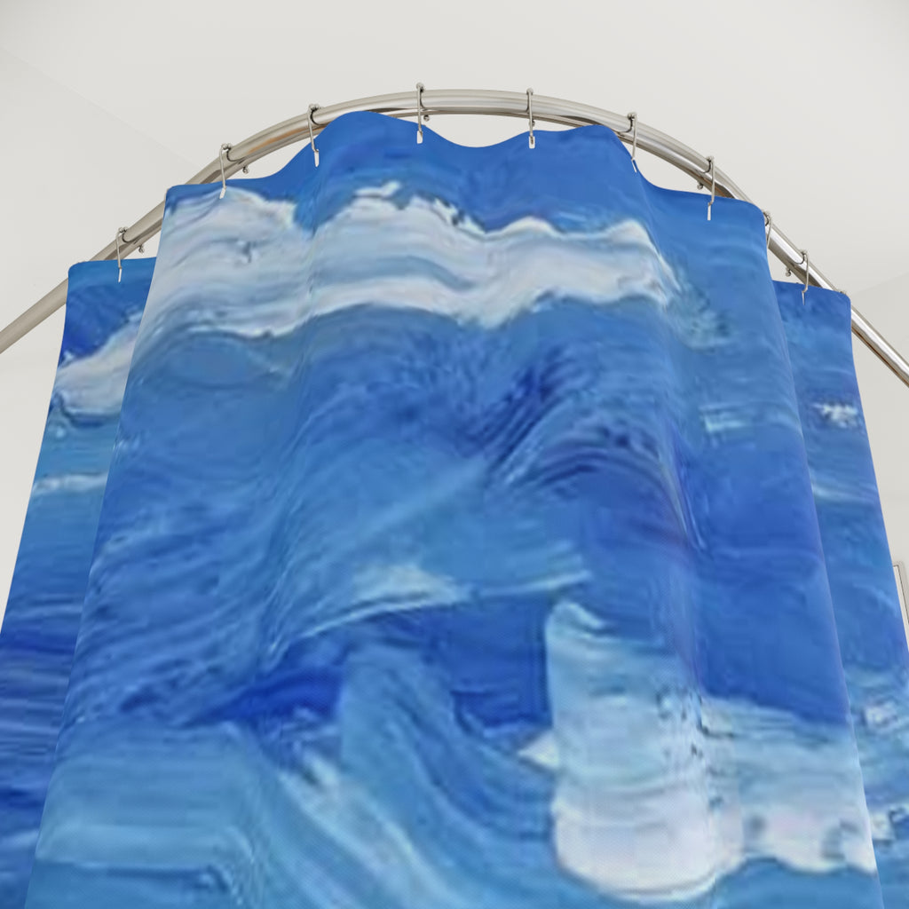 Ocean Wave Shower Curtain - Relaxing Water Design for Bathroom Decor