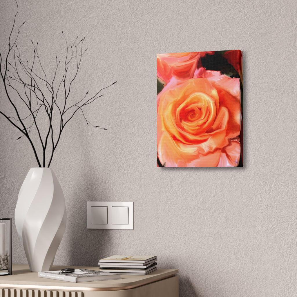 Orange Rose Canvas Print — Stretched 1.5" Wall Art