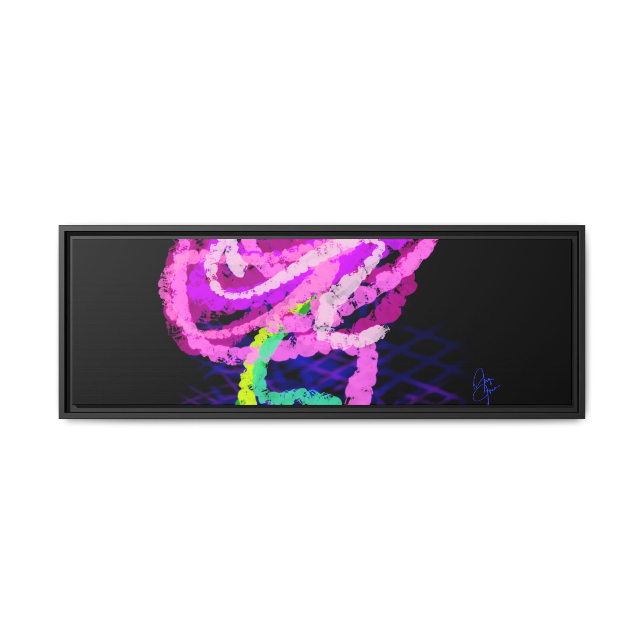 Framed Matte Canvas - Neon Rose Abstract Wall Art
