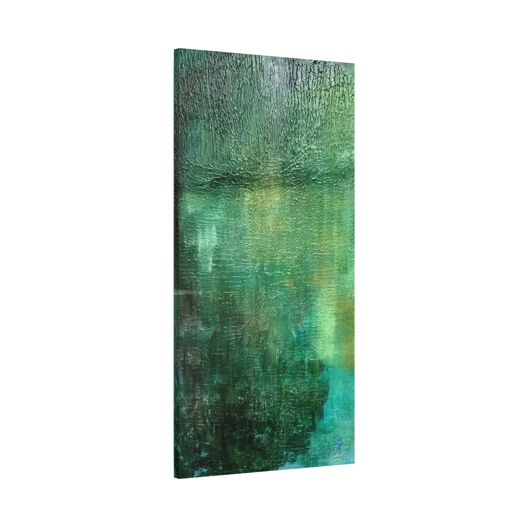 Emerald Abstract Matte Canvas Wall Art — Green Textured Stretched Canvas