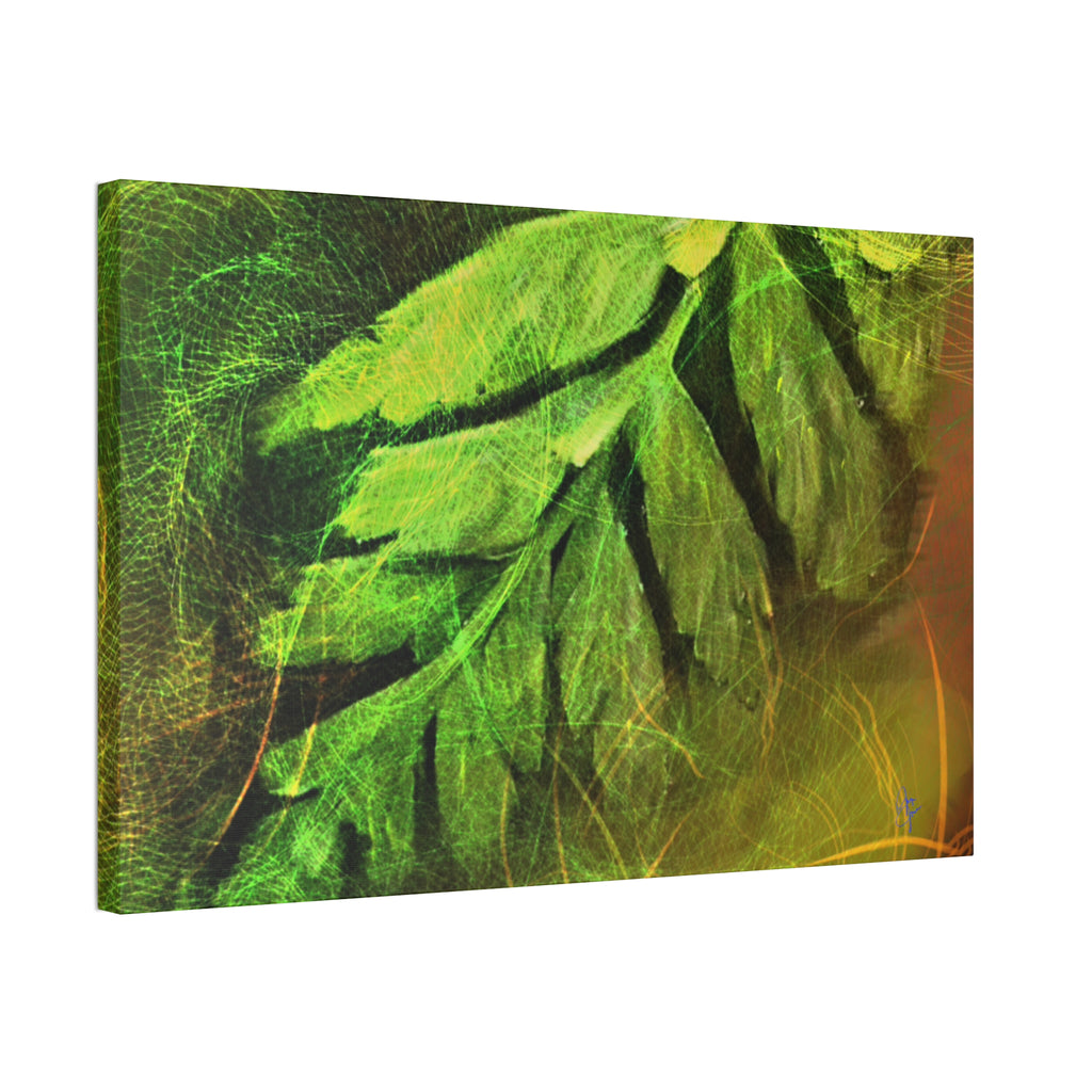 Botanical Leaf Art Canvas — Green Fern Stretched Canvas (1.5" Depth)