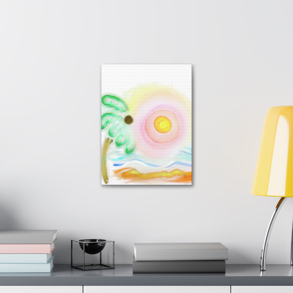 Tropical Sunrise Canvas Wall Art — Stretched 1.5" Beach Landscape Print