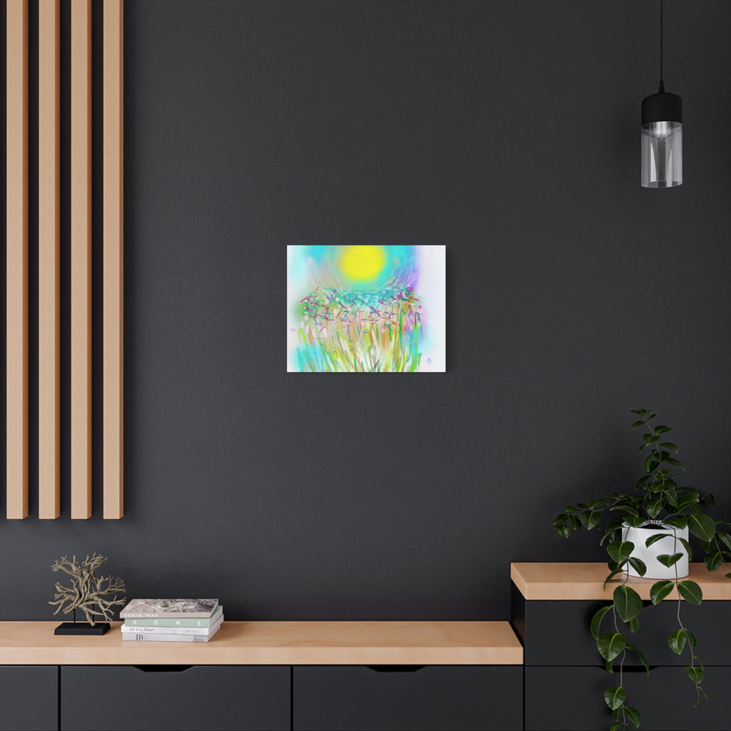 Sunlit Meadow Abstract Canvas Art — Bright Floral Wall Decor