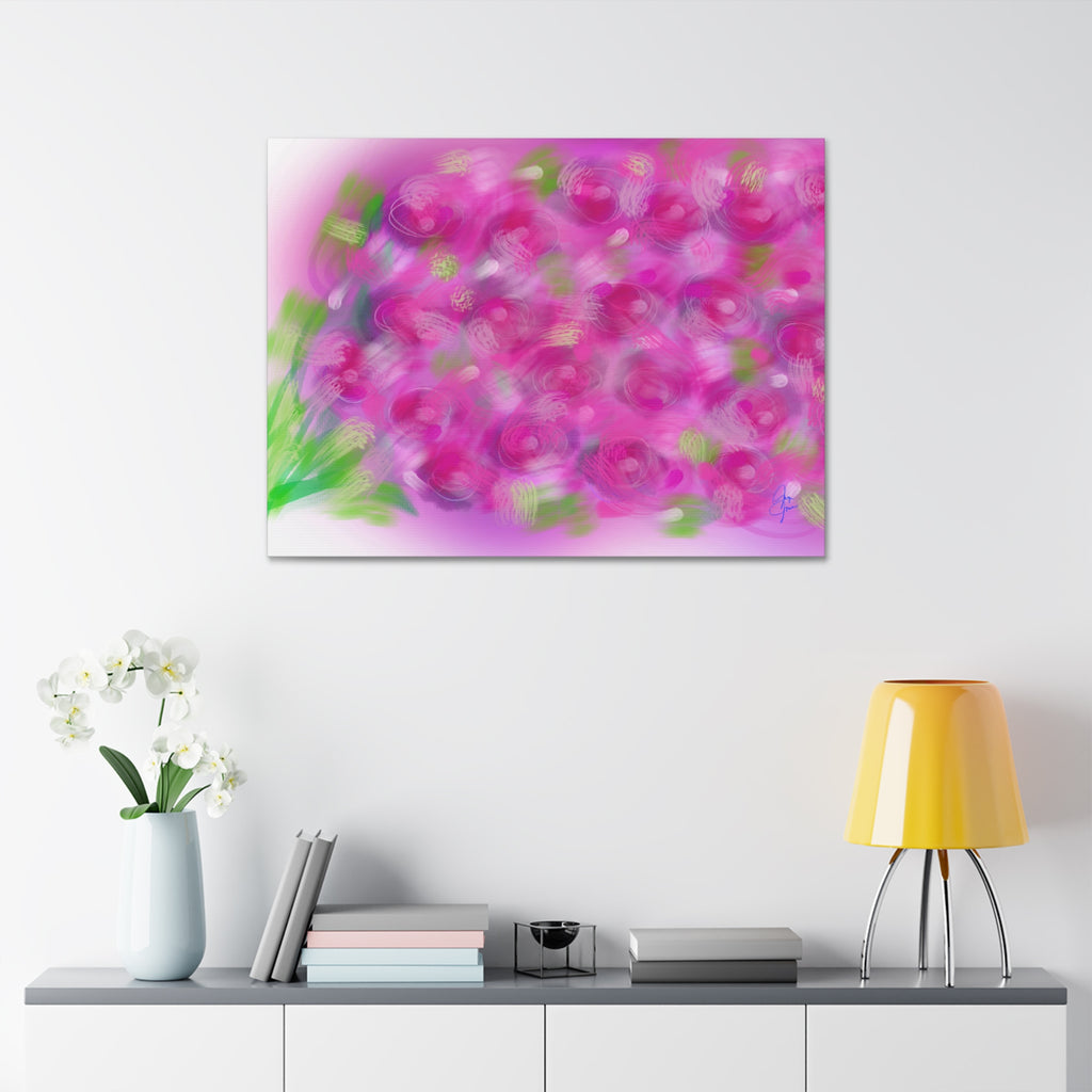 Pink Floral Abstract Canvas Print — Stretched 1.5" Wall Art