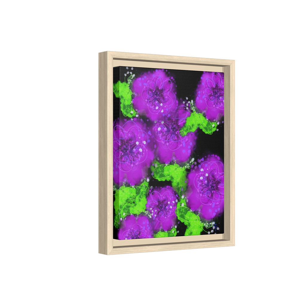 Framed Floral Canvas Print — Matte Multi-Color Blooms Wall Art