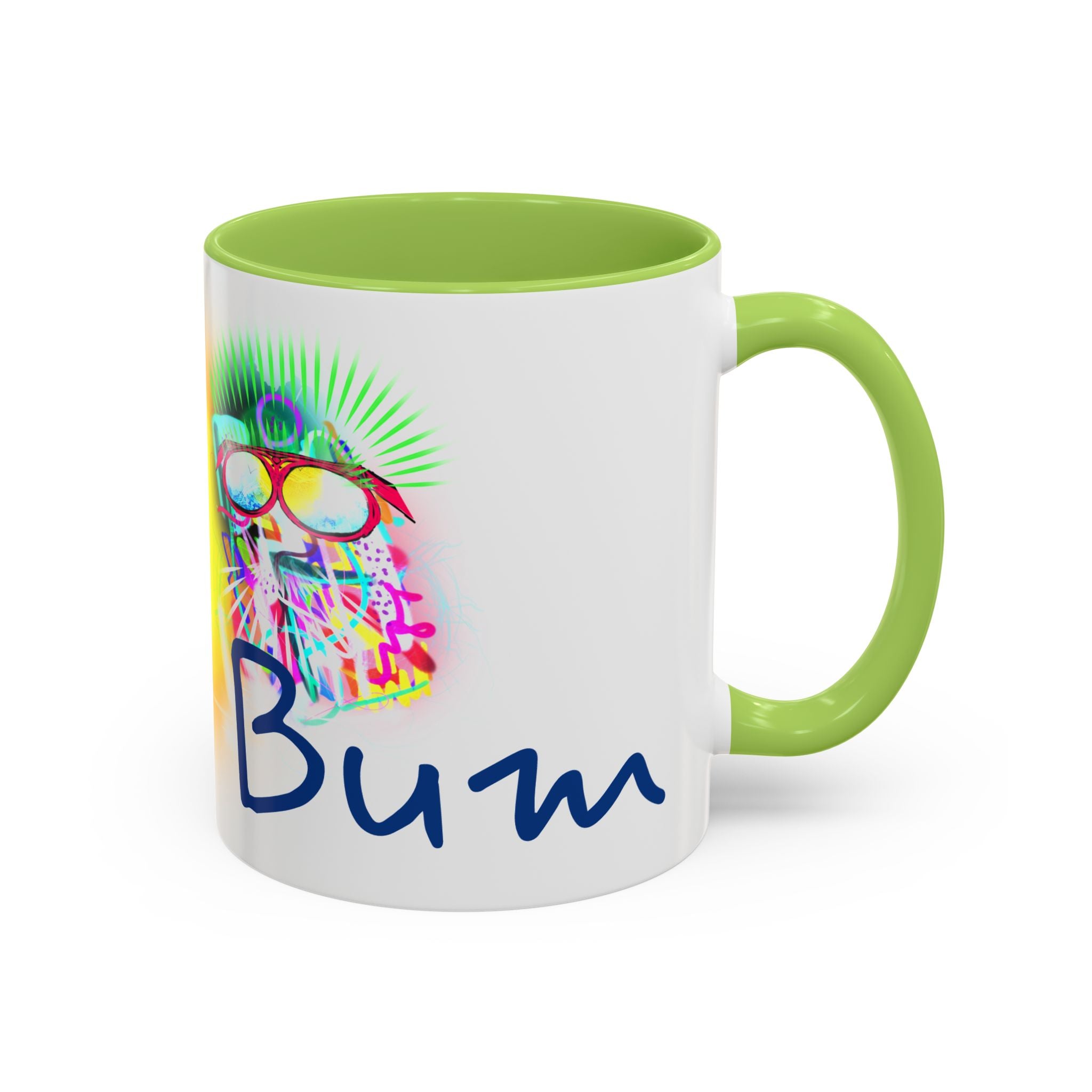 Beach Bum Coffee Mug — Colorful Retro Skull Design (11/15oz)