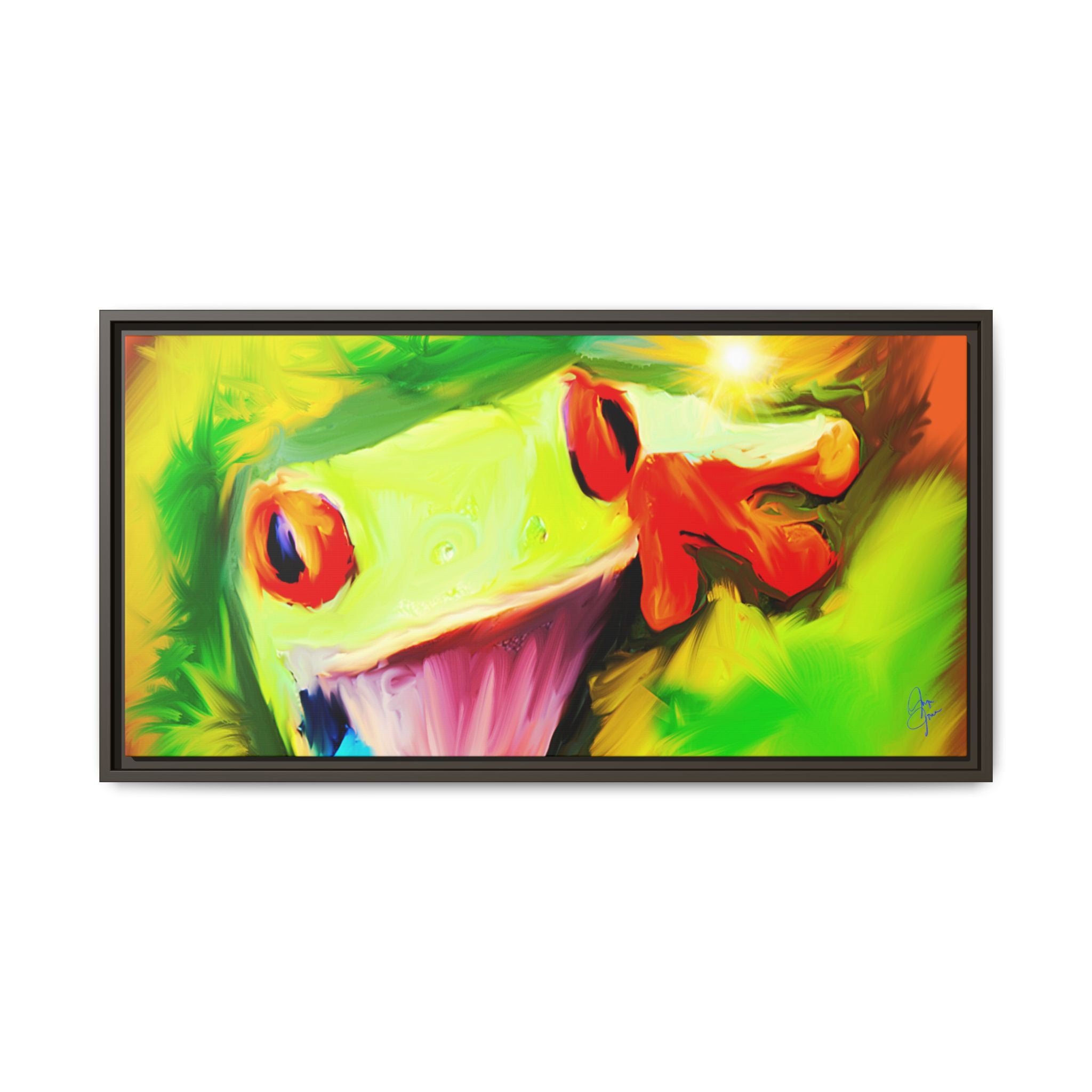 Colorful Tree Frog Matte Canvas Print — Framed Tropical Wall Art