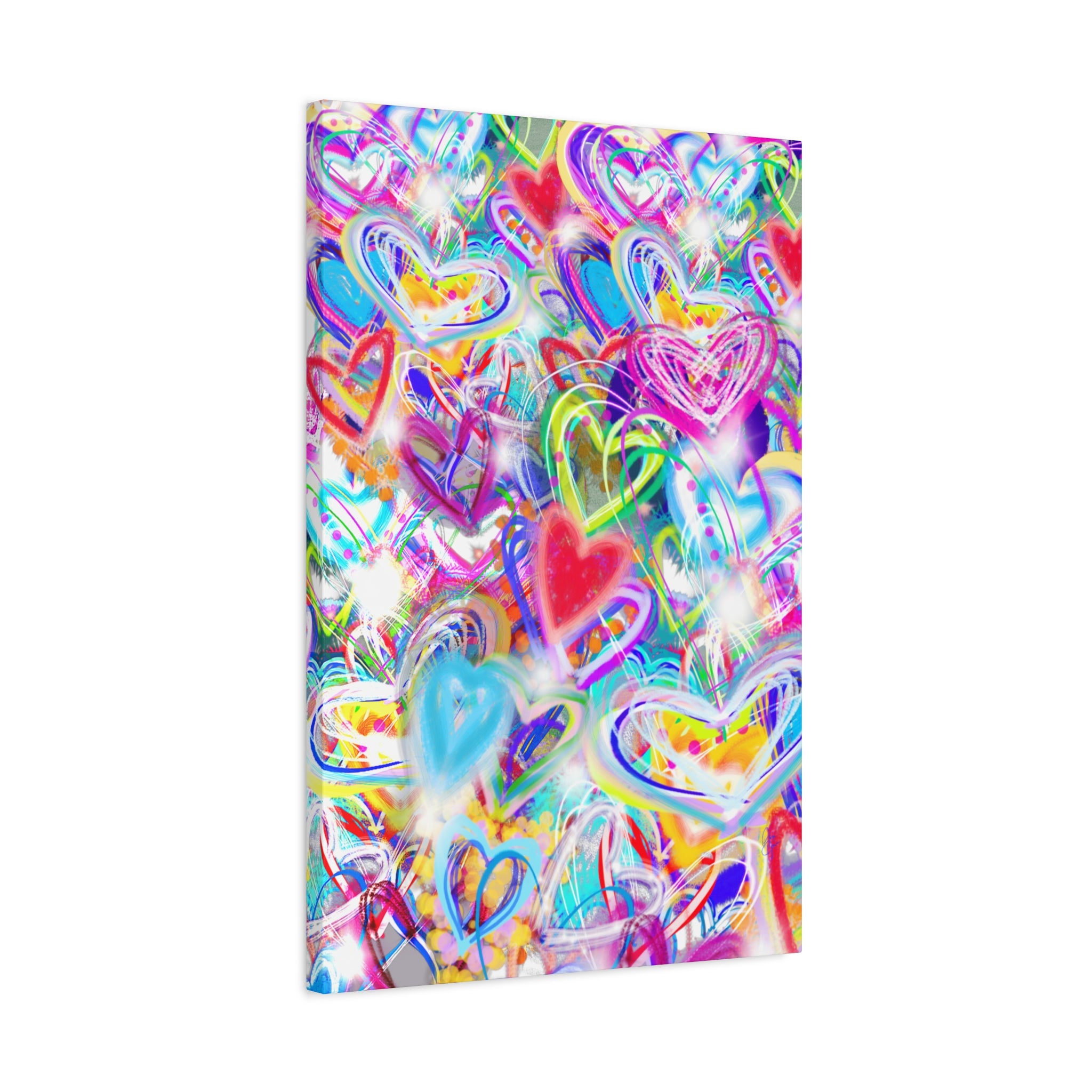 Colorful Heart Graffiti Matte Canvas