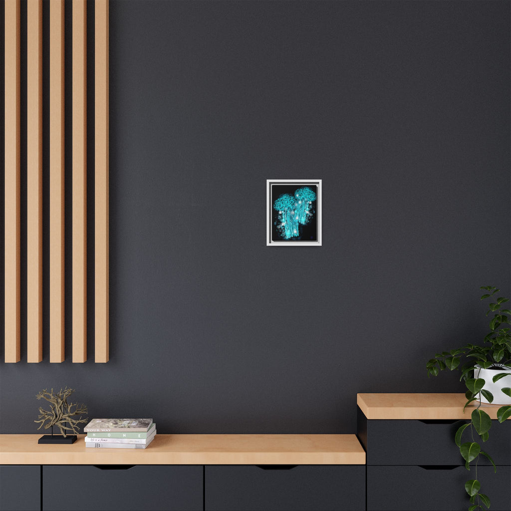 Glowing Jellyfish Art Print — Framed Matte Canvas