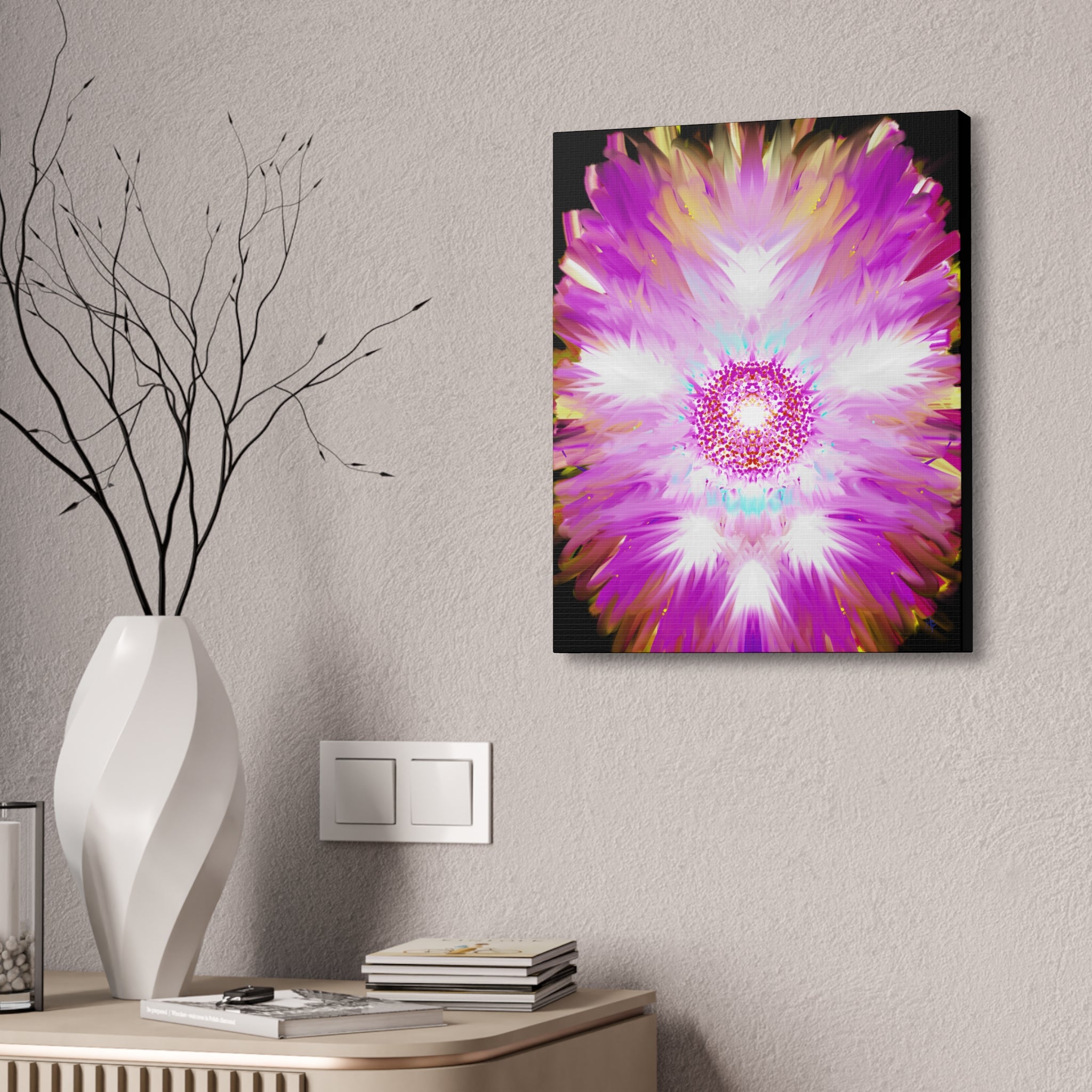 Pink Floral Mandala Canvas Print — Stretched Wall Art