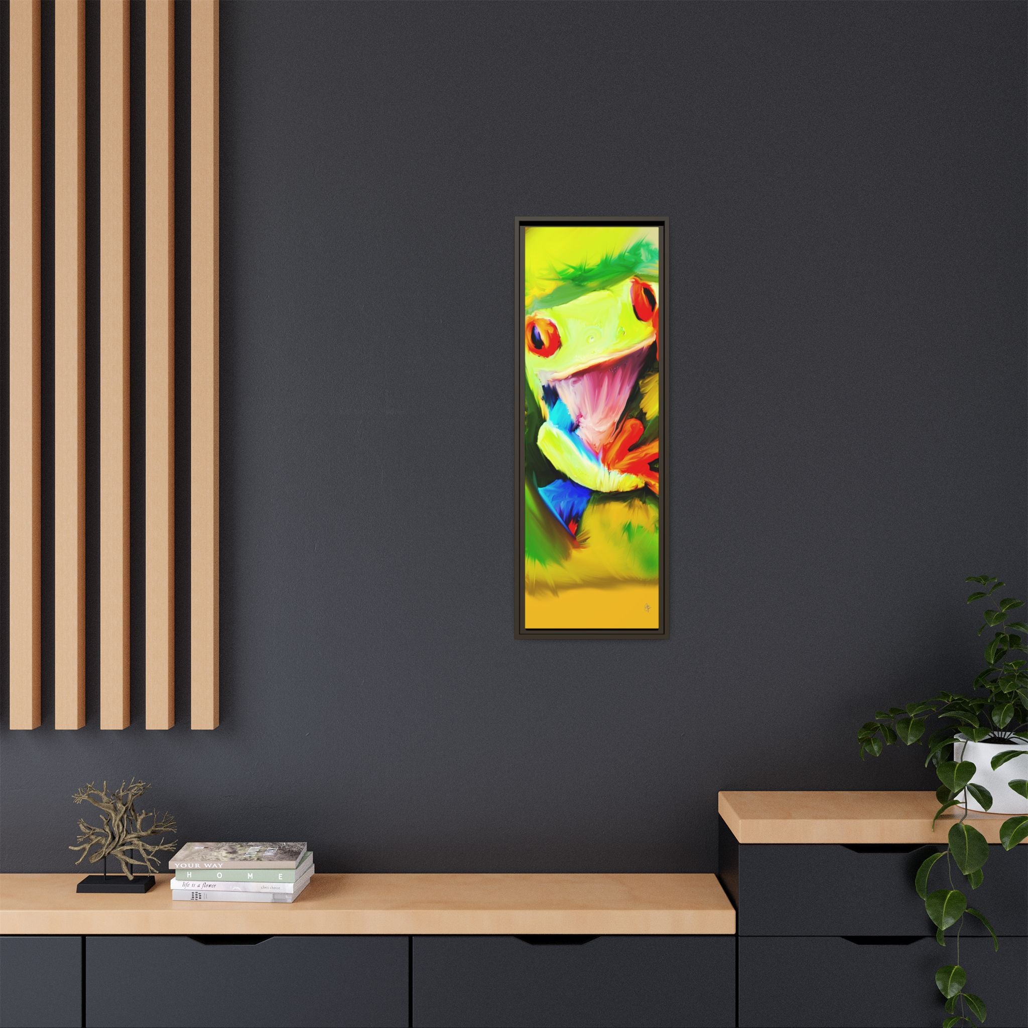 Colorful Tree Frog Matte Canvas Print — Framed Tropical Wall Art