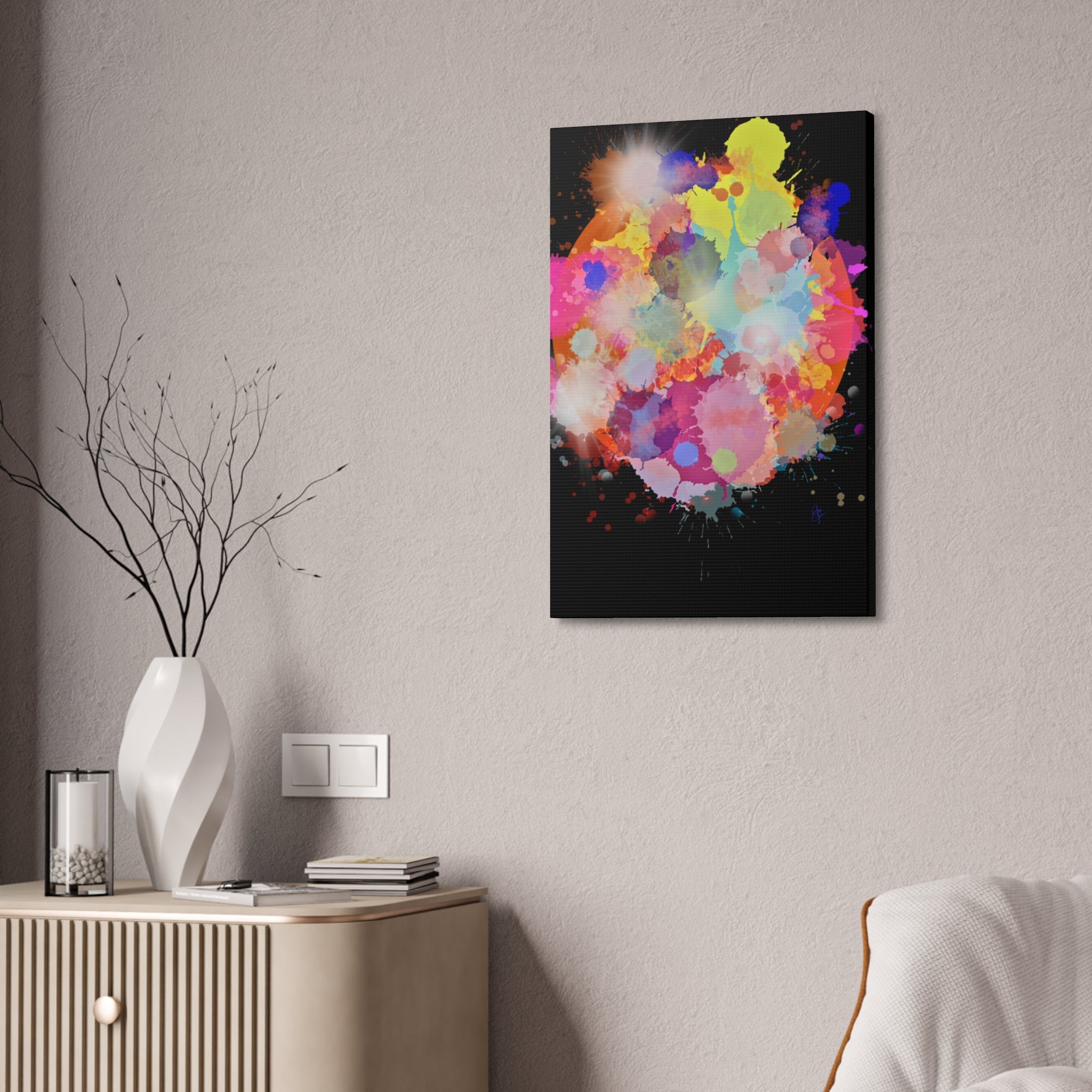 Abstract Color Splash Canvas Print — Vibrant Watercolor Ink Splash Wall Art