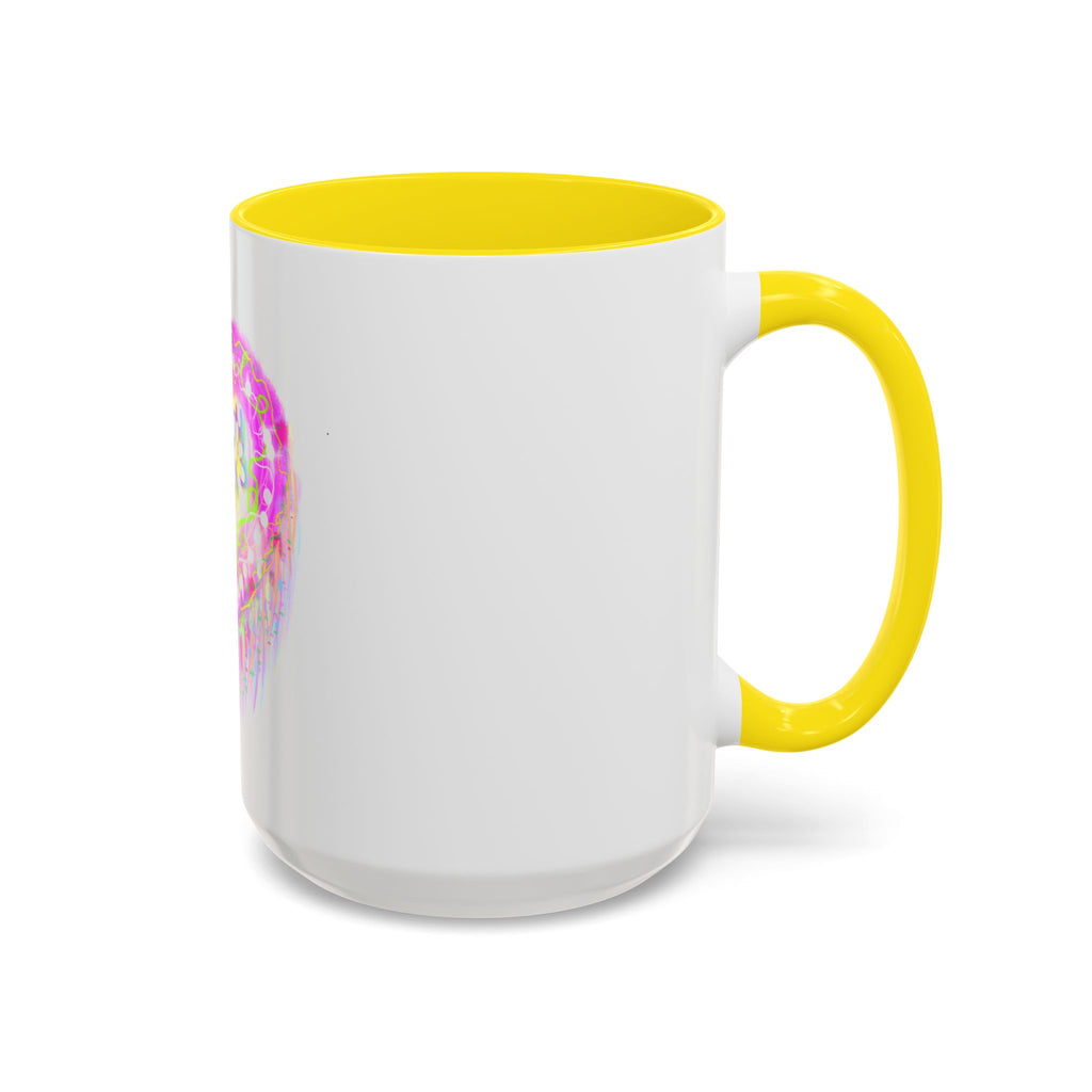 Pink Heart Floral Coffee Mug — Cute Pastel Accent Mug with Daisy Heart Design